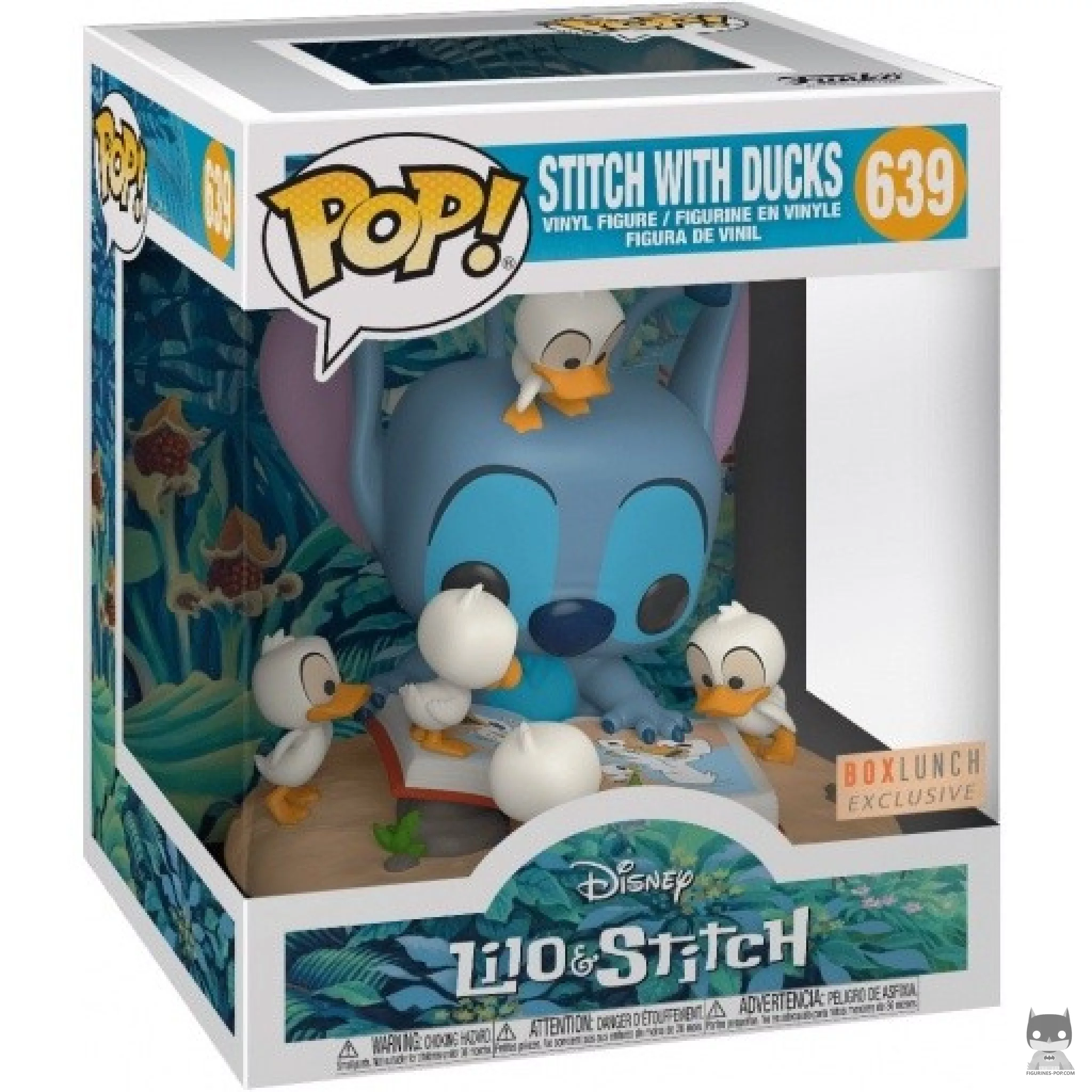 Figura Funko Pop! Stitch con patos (Supersized) en su caja