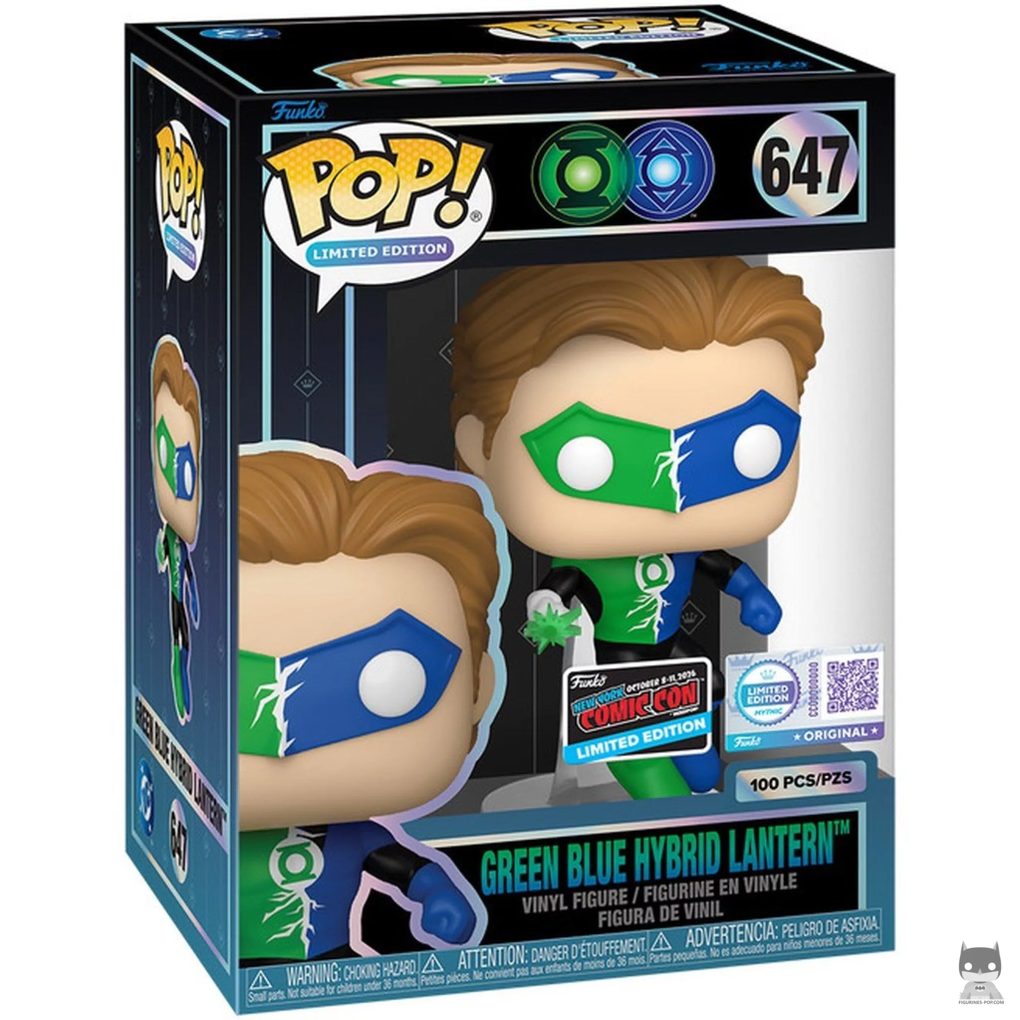 Figura Funko Pop! Linterna Híbrida Verde/Azul en su caja