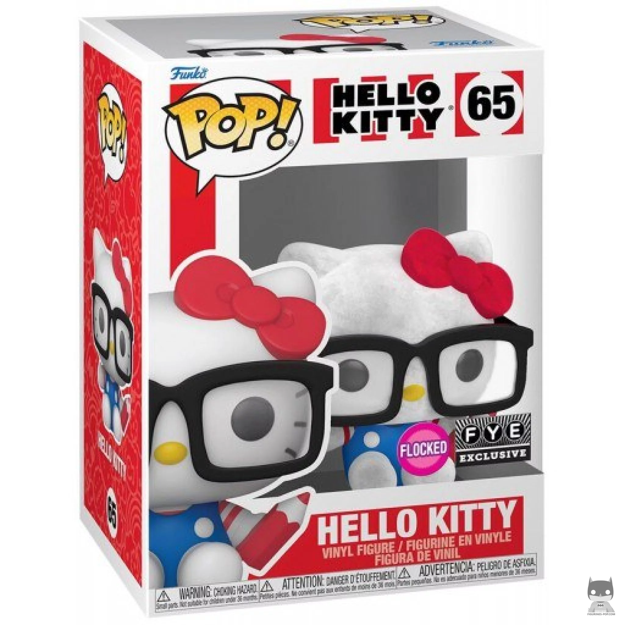 Figura Funko Pop! Hello Kitty con gafas (Flocado) en su caja