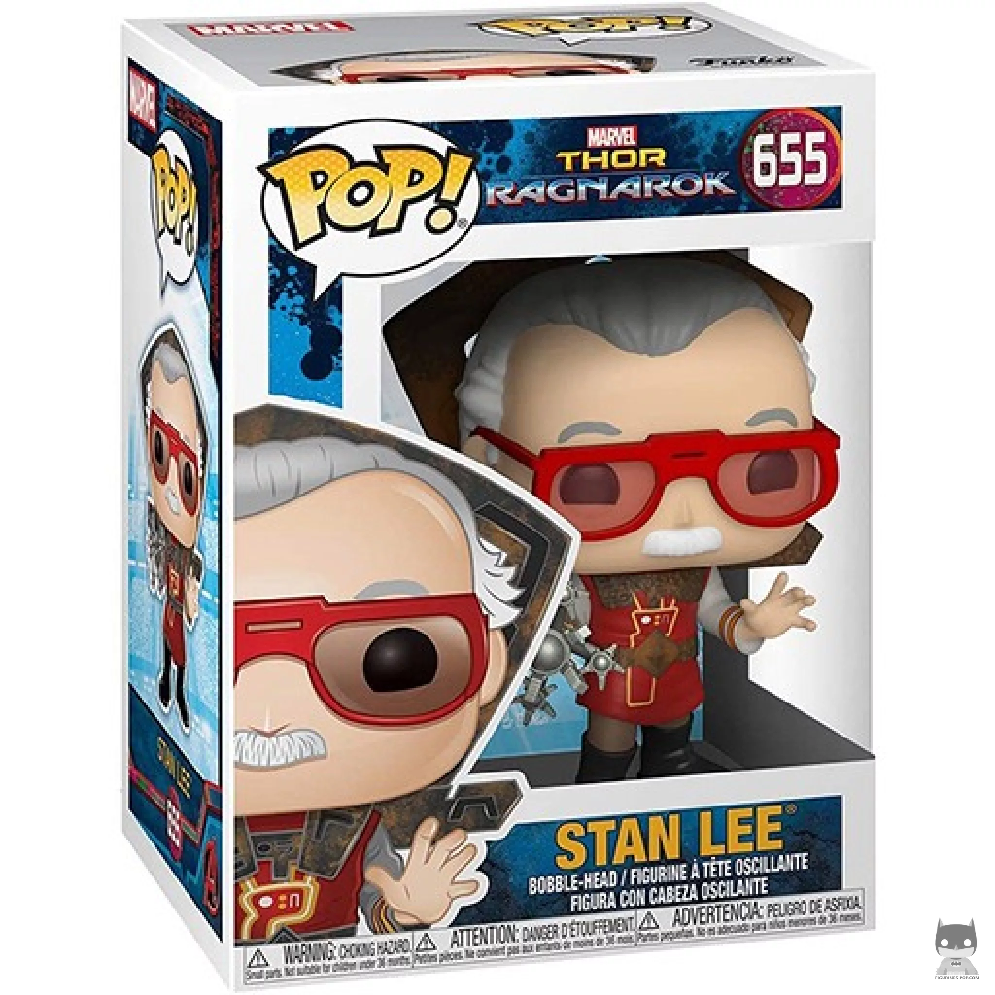 Figura Funko Pop! Stan Lee con atuendo de Ragnarok en su caja