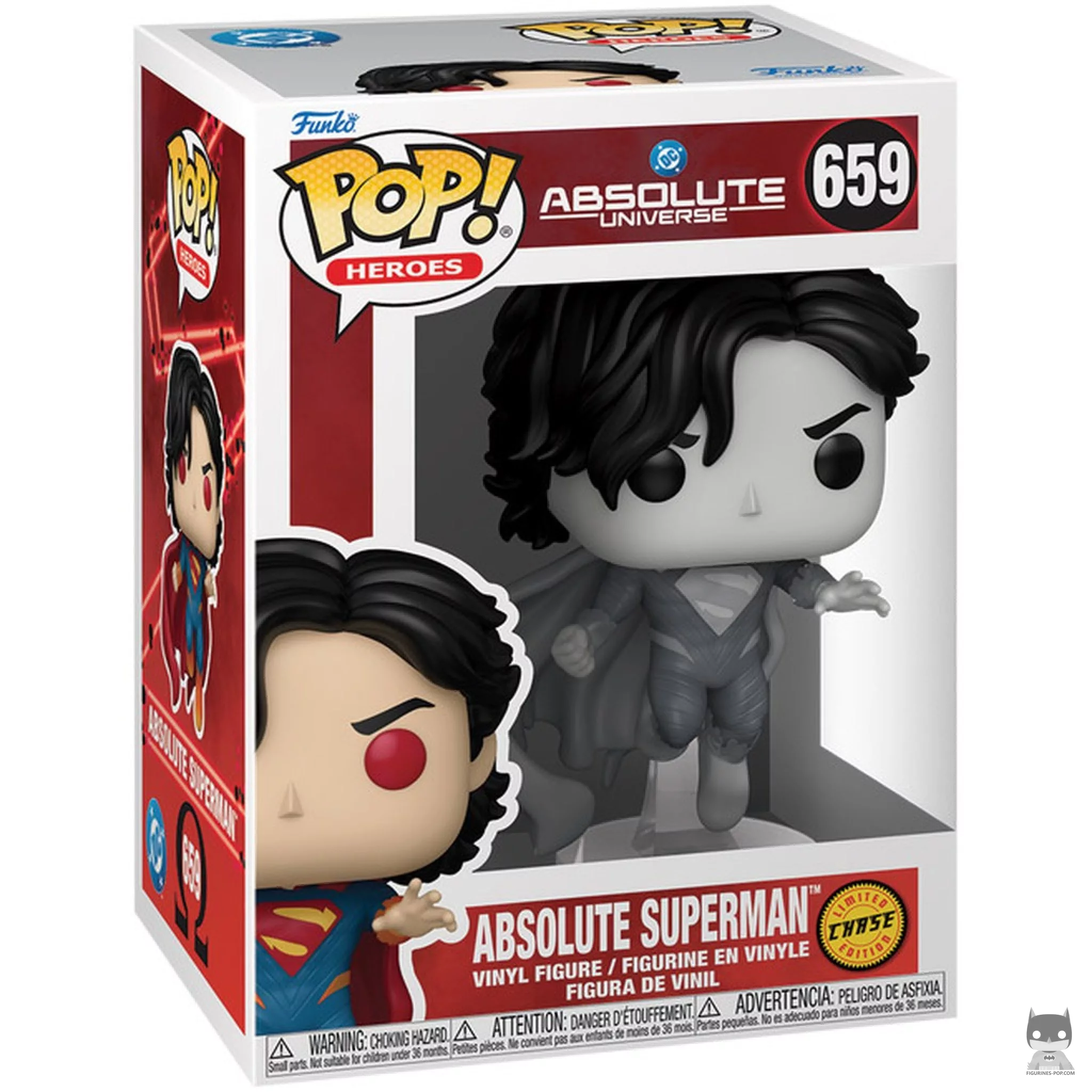 Figura Funko Pop! Absolute Superman (Chase & Blanco y negro) en su caja