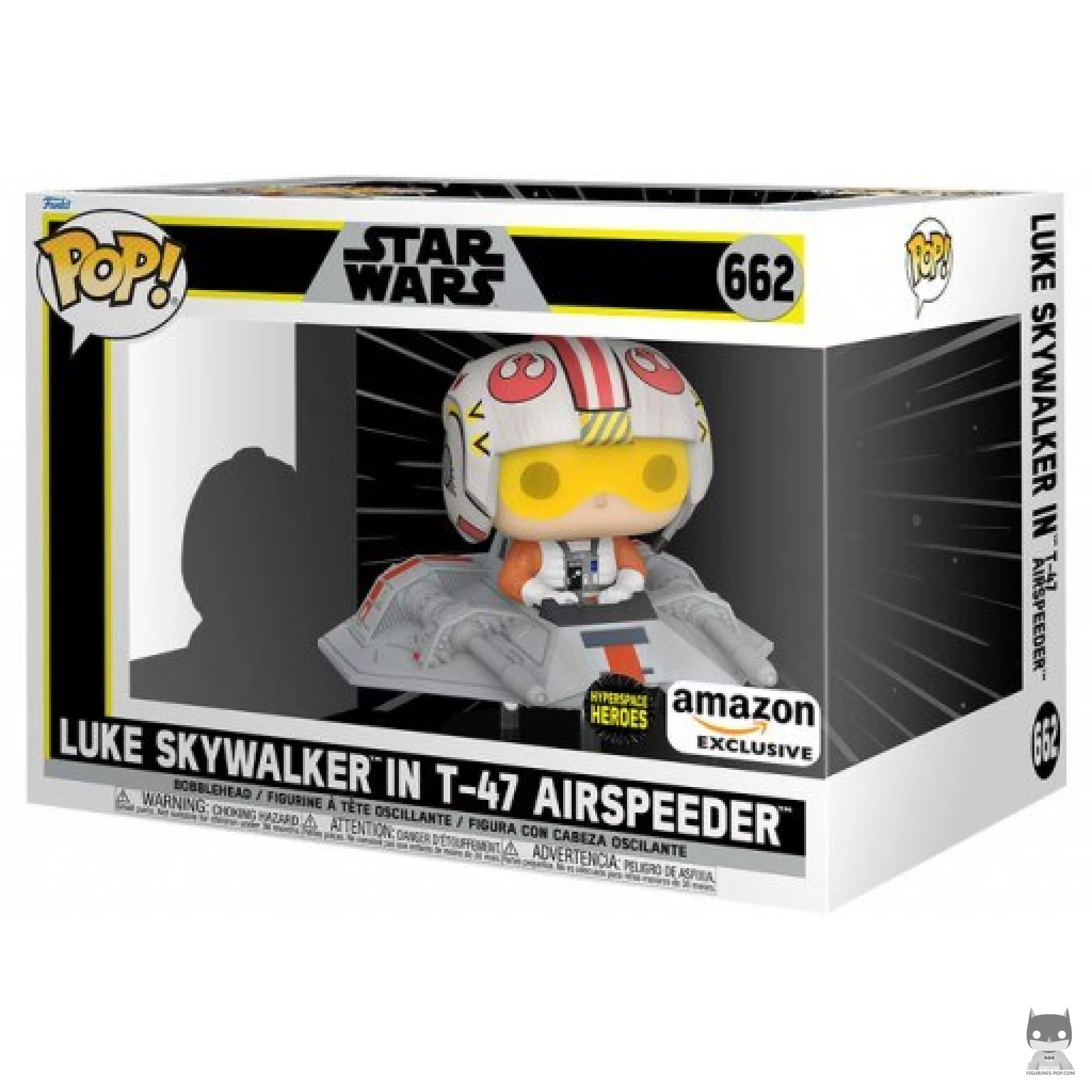 Figura Funko Pop! Hyperspace Heroes: Luke Skywalker en el aerodeslizador T-47 en su caja
