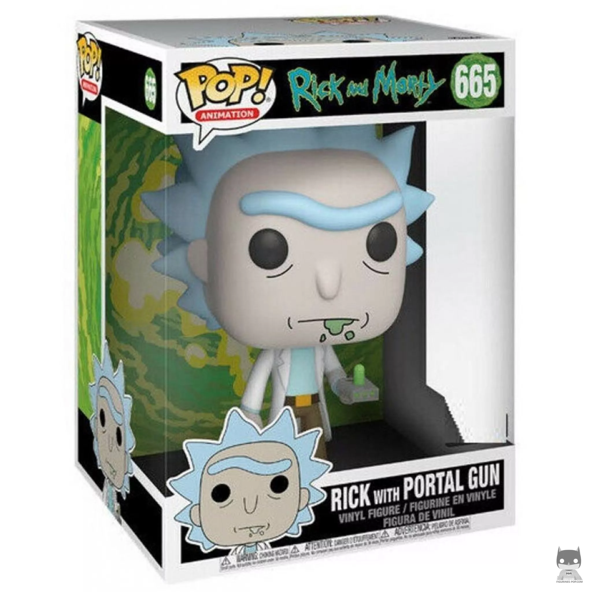 Figura Funko Pop! Rick con pistola de portales (Supersized) en su caja