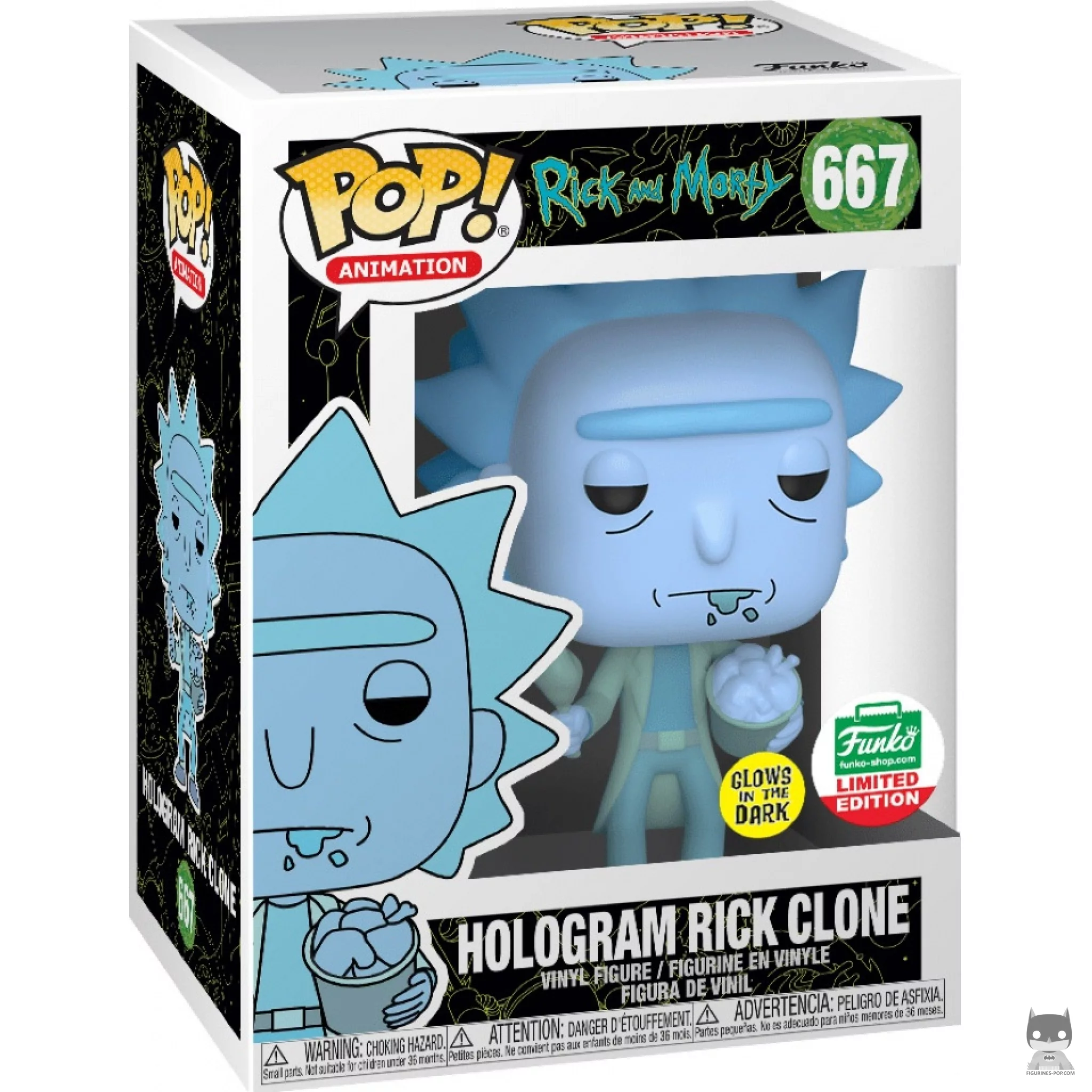 Figura Funko Pop! Clon holograma de Rick en su caja