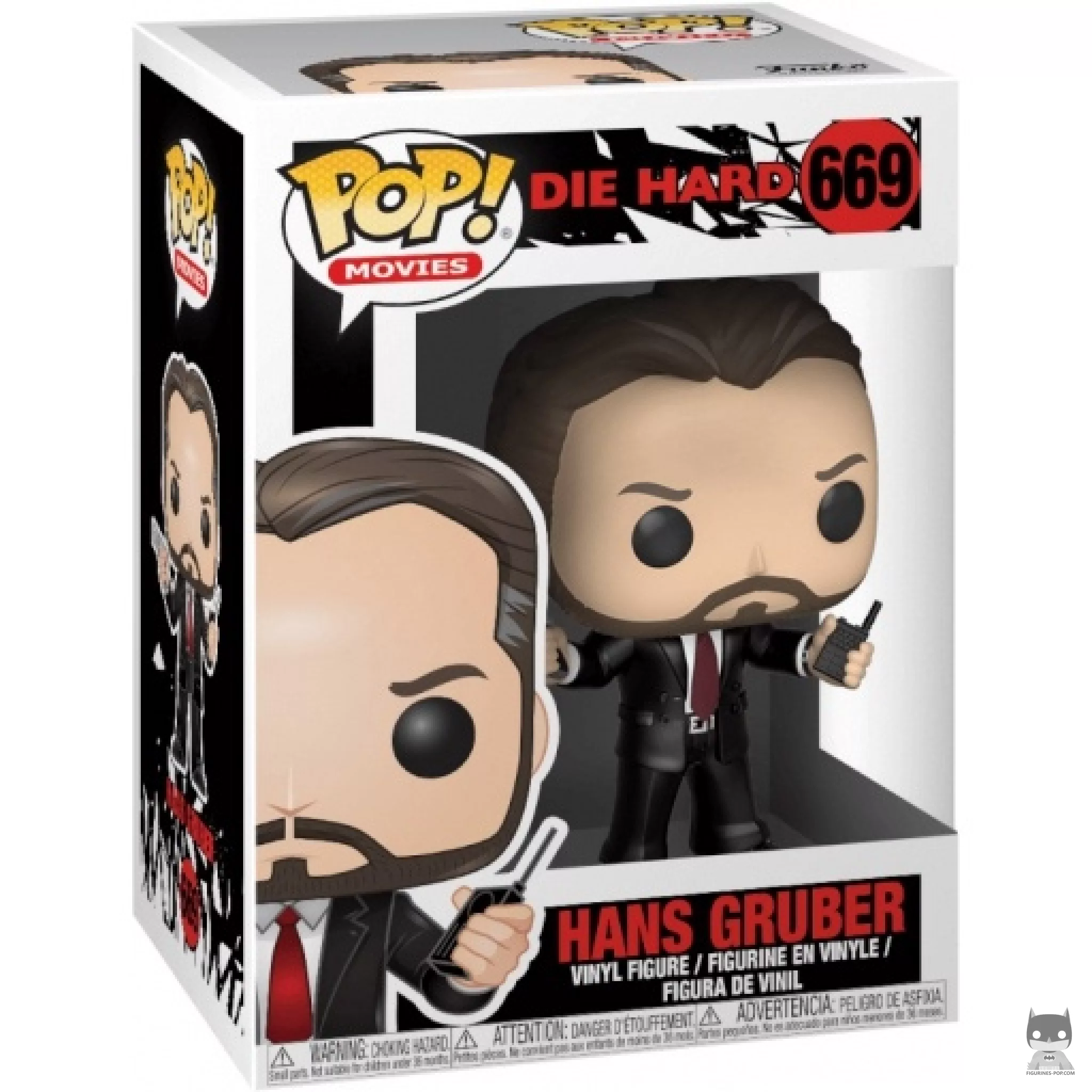 Figura Funko Pop! Hans Gruber con pistola en su caja