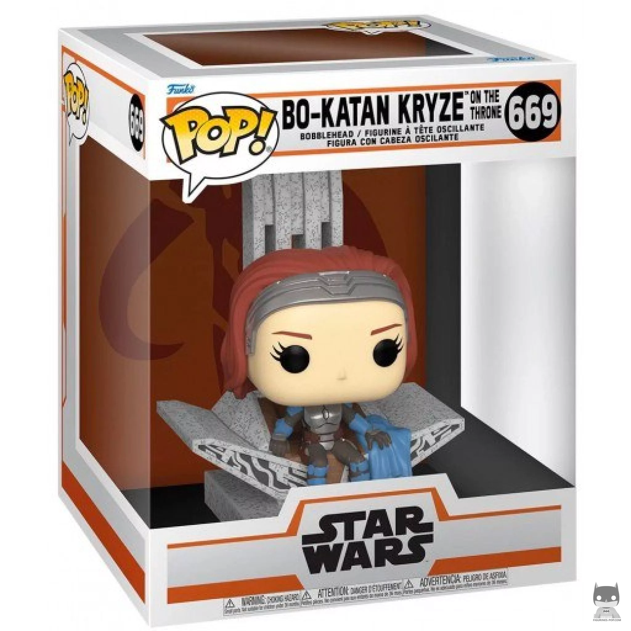 Figura Funko Pop! Bo-Katan Kryze en el trono en su caja