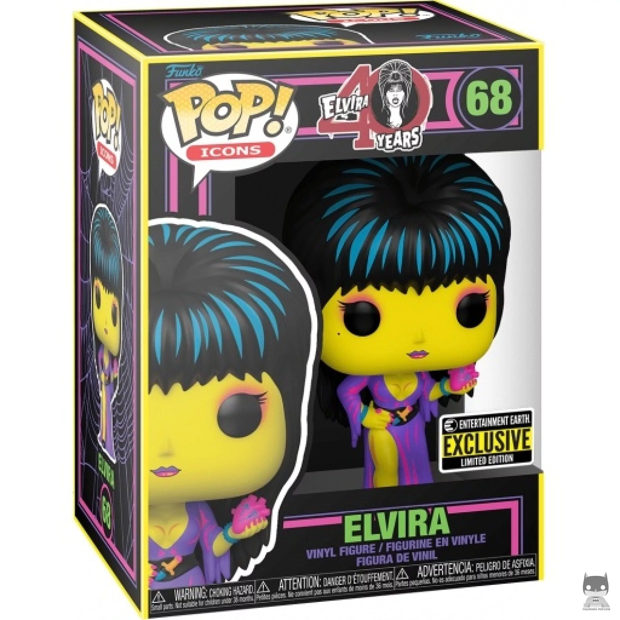Figura Funko Pop! Elvira (Luz negra) en su caja