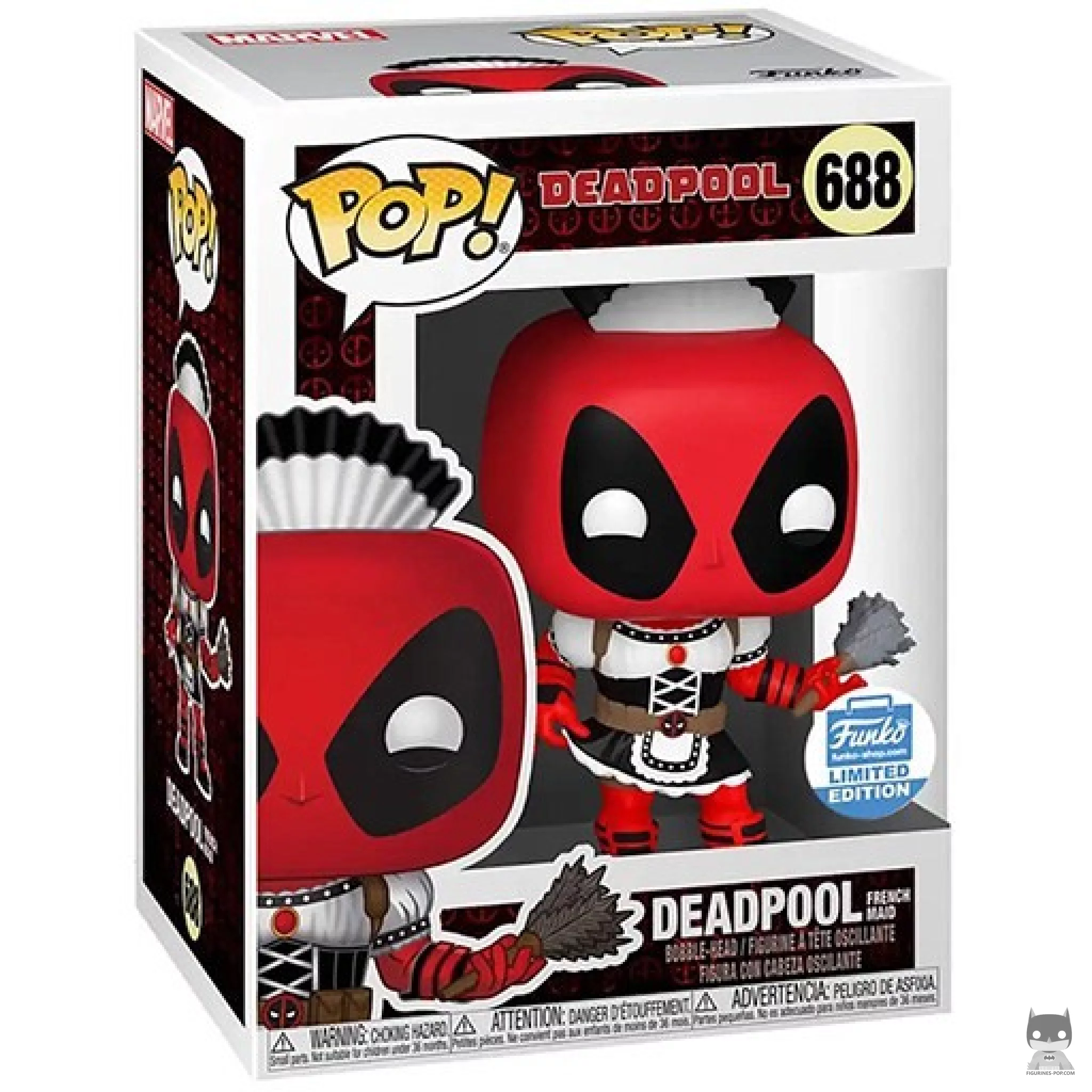 Figura Funko Pop! Deadpool doncella francesa en su caja