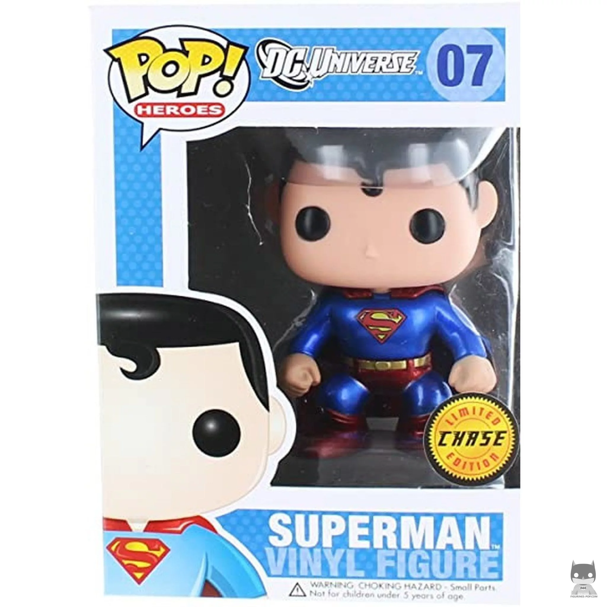 Figura Funko Pop! Superman (Bobble head) (Metalizado) en su caja