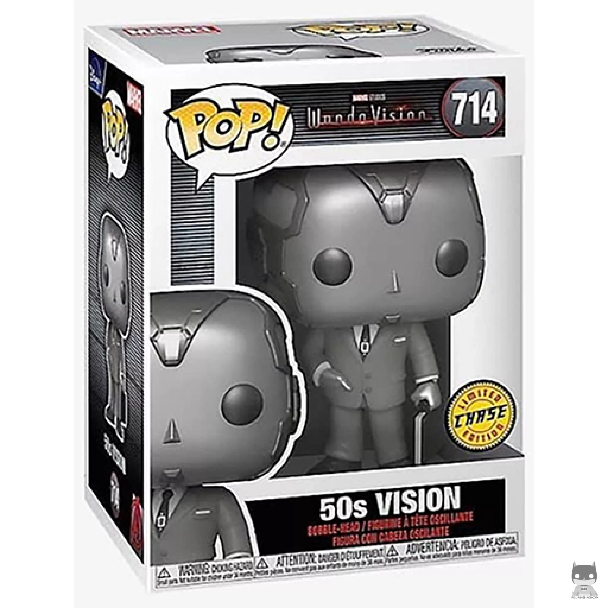 Figura Funko Pop! Visión años 50 (Chase) (Blanco y negro) en su caja