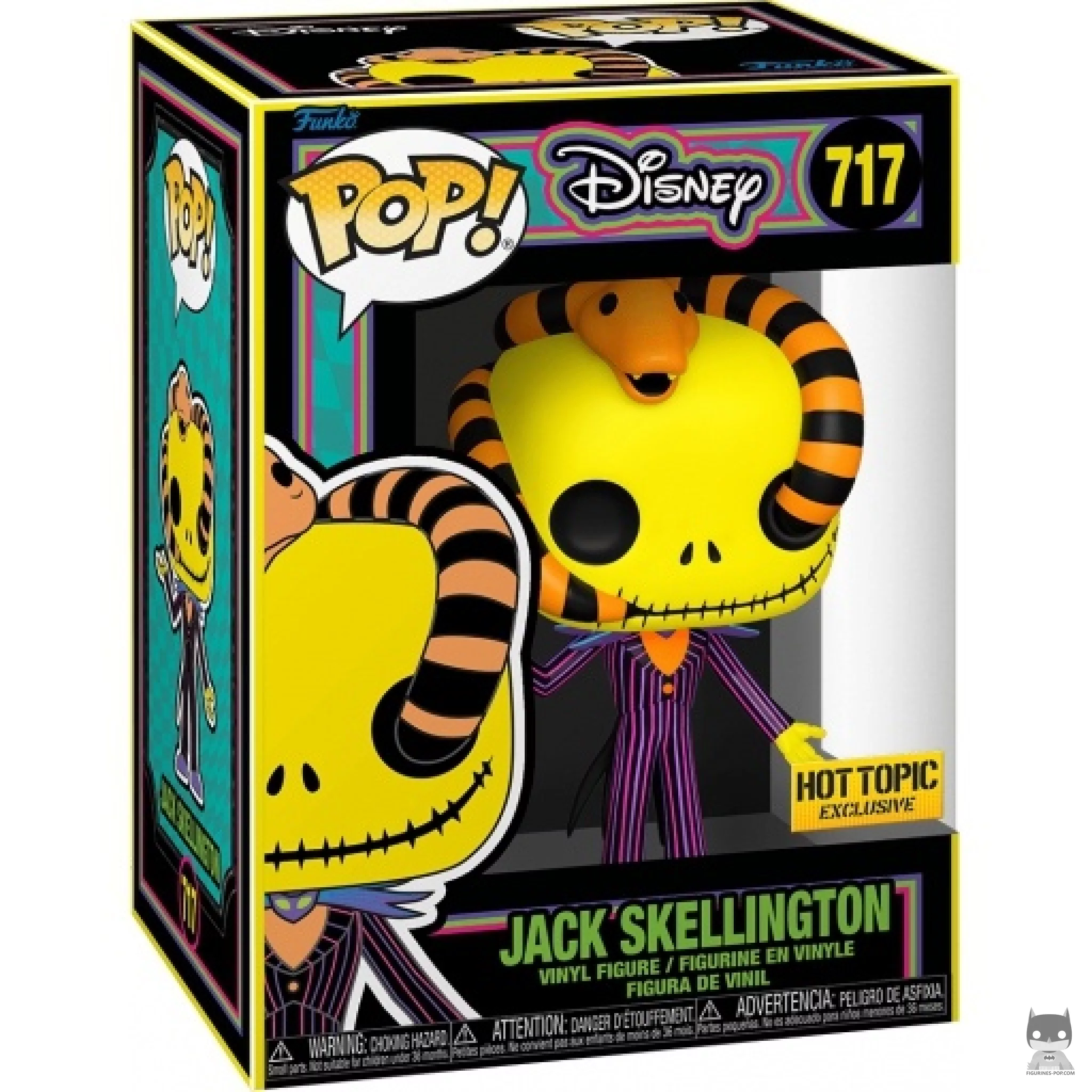 Figura Funko Pop! Jack Skellington con serpiente (Luz negra) en su caja