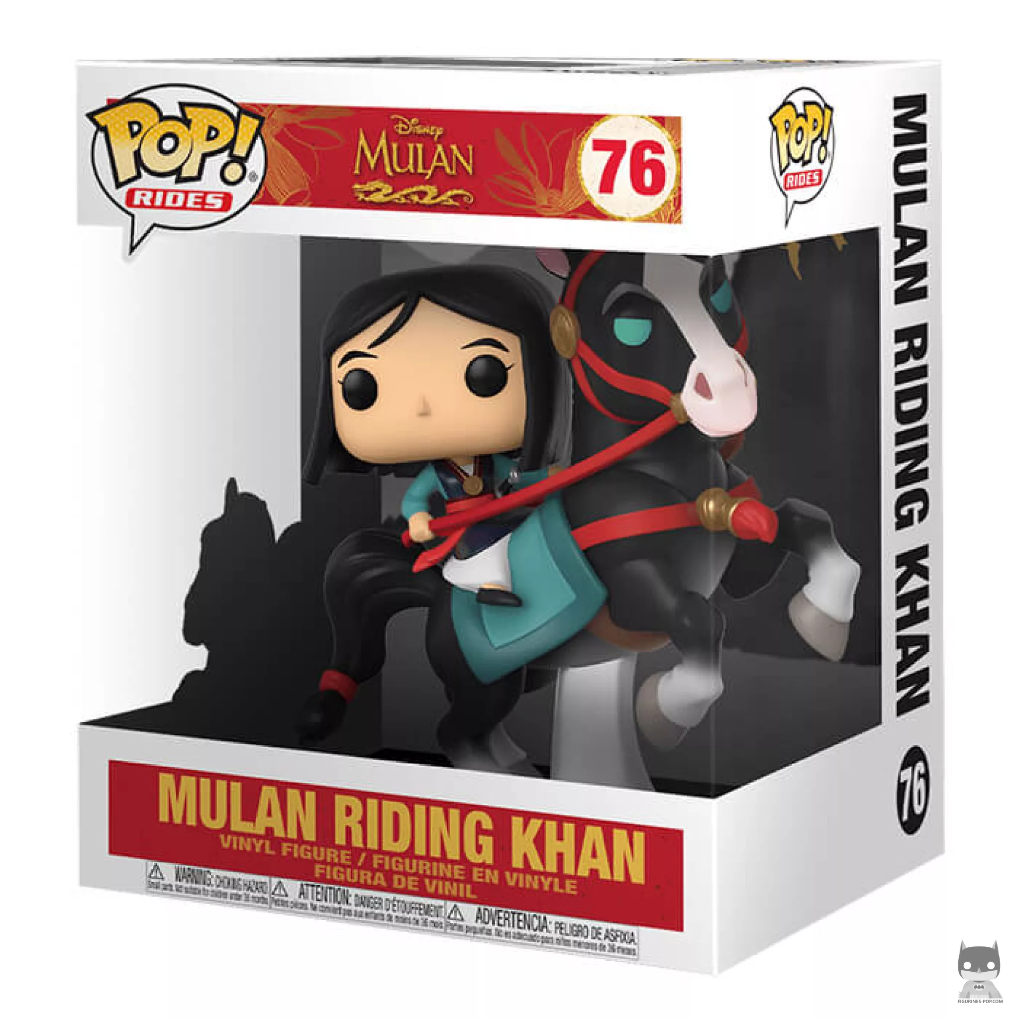 Figura Funko Pop! Mulán montando a Khan en su caja