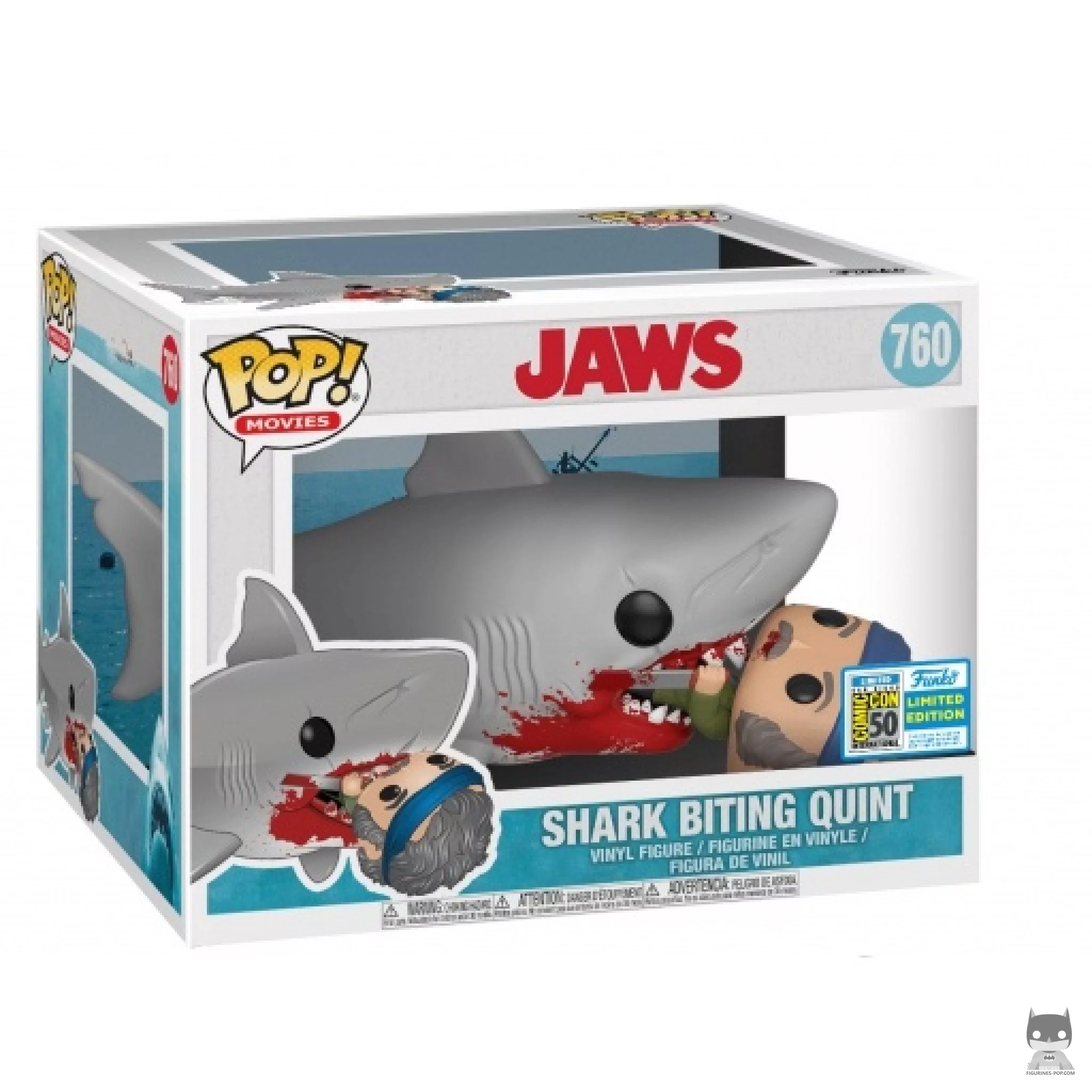 Figura Funko Pop! Tiburón mordiendo a Quint (Supersized) en su caja