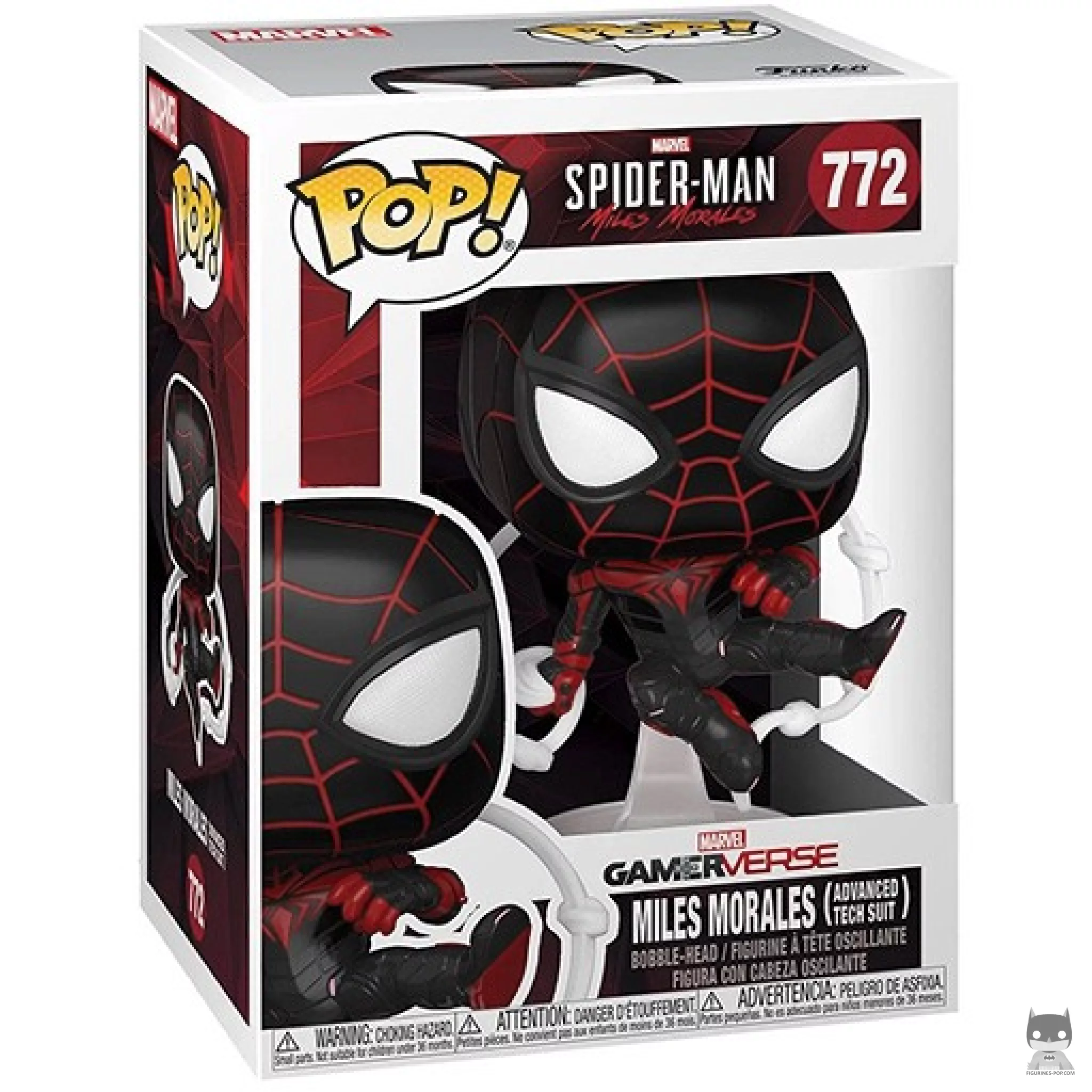 Figura Funko Pop! Miles Morales (Traje de tecnología avanzada) en su caja