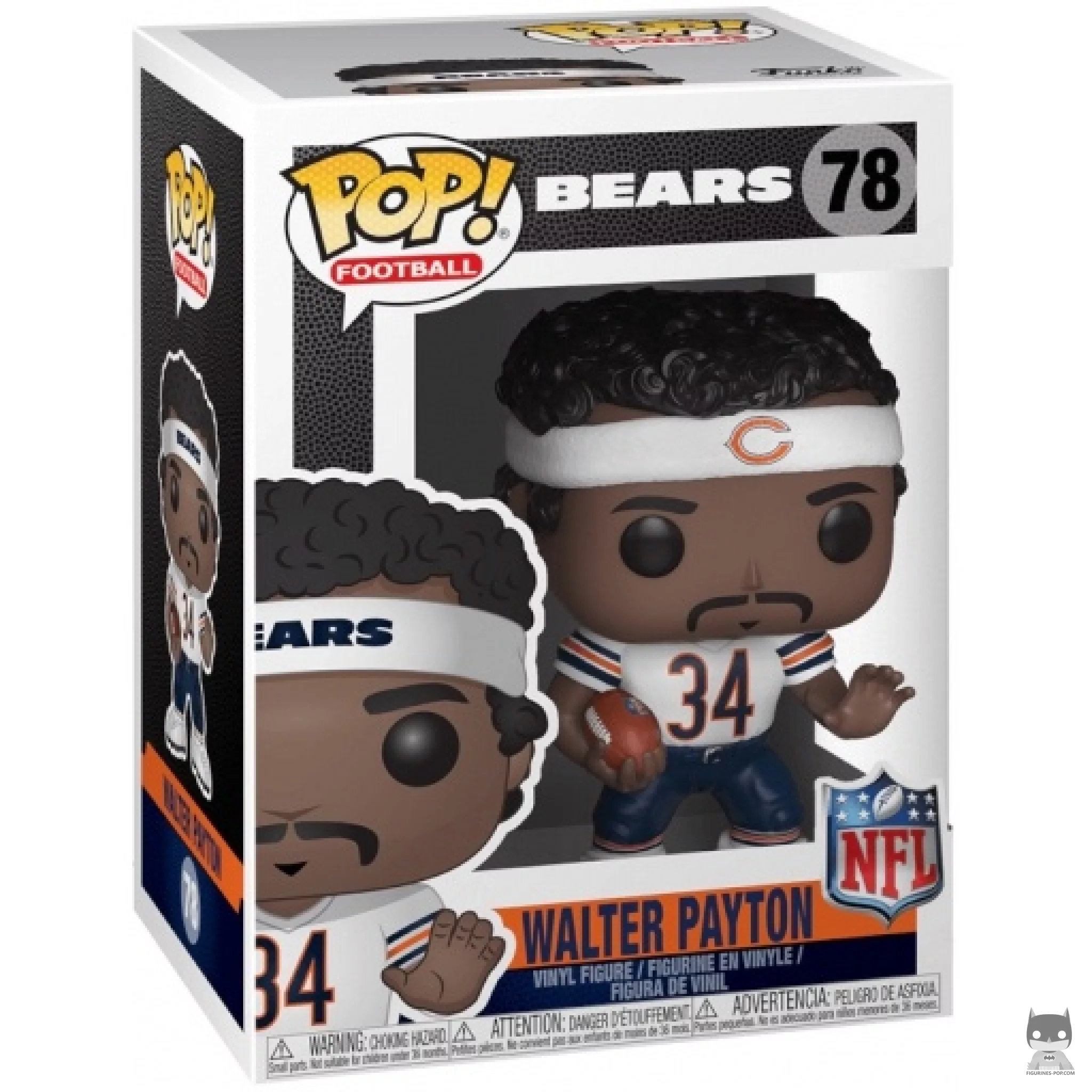 Figura Funko Pop! Walter Payton (Camiseta visitante) en su caja
