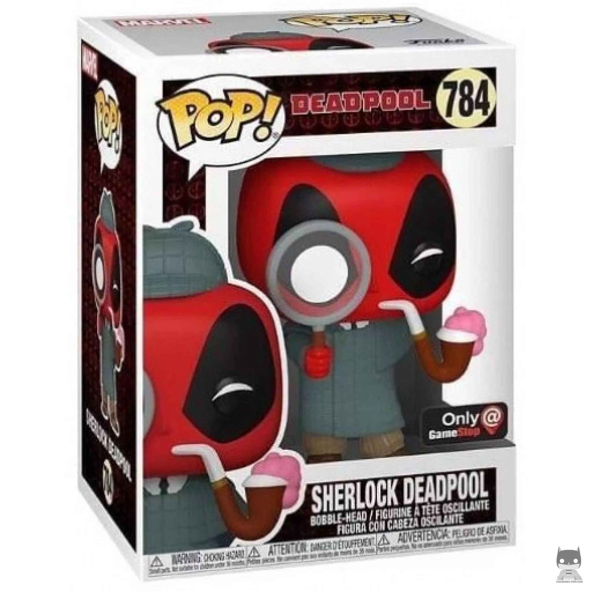 Figura Funko Pop! Deadpool Sherlock en su caja