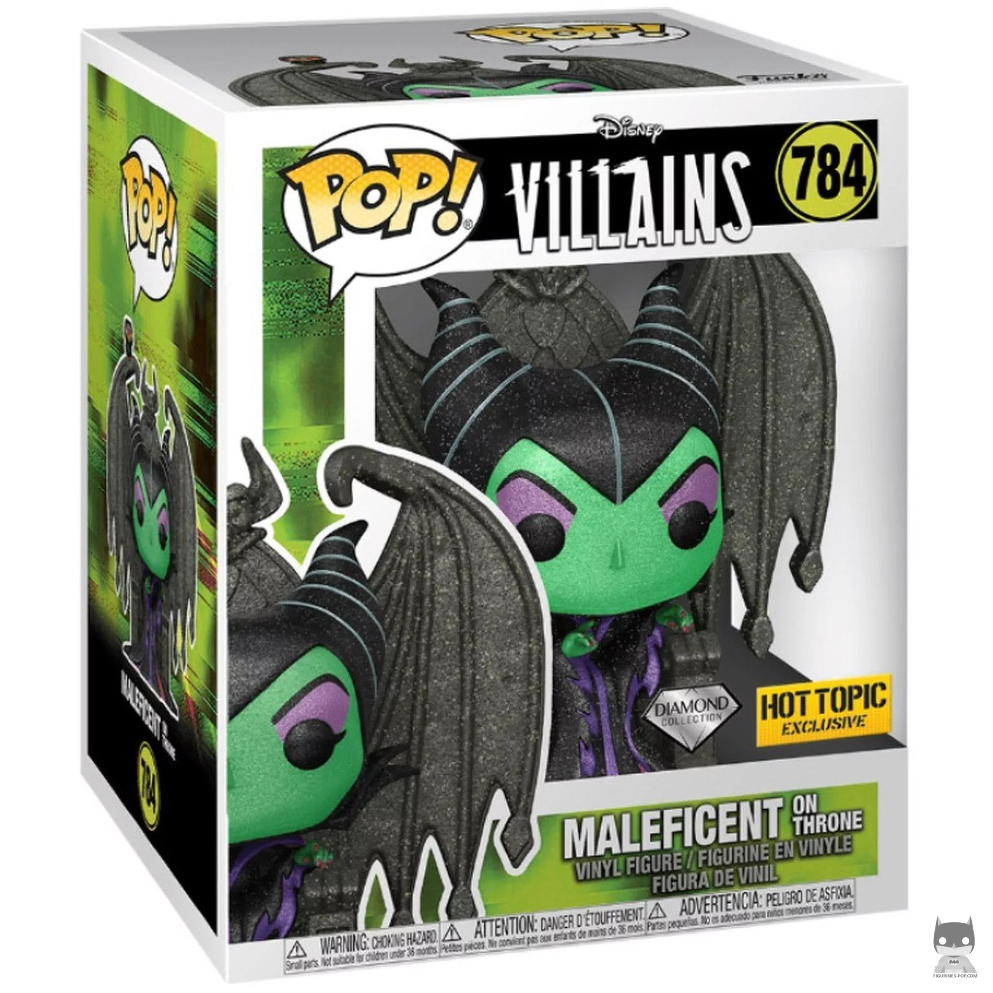 Figura Funko Pop! Maléfica en el trono (Purpurina de diamante) en su caja