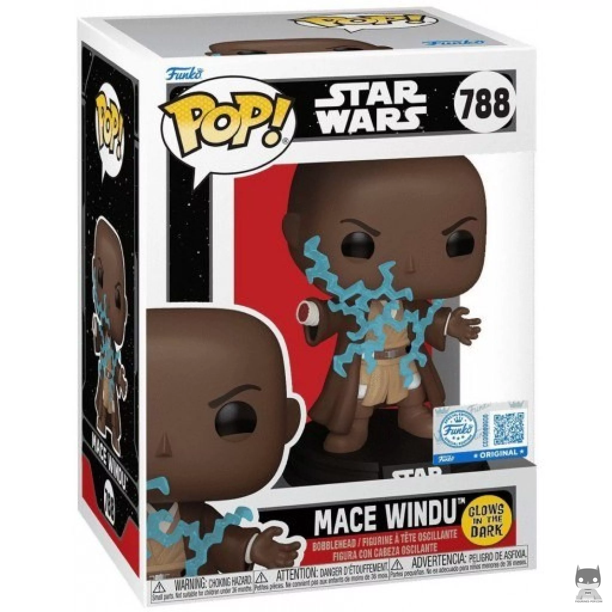 Figura Funko Pop! Mace Windu (Brilla en la oscuridad) en su caja