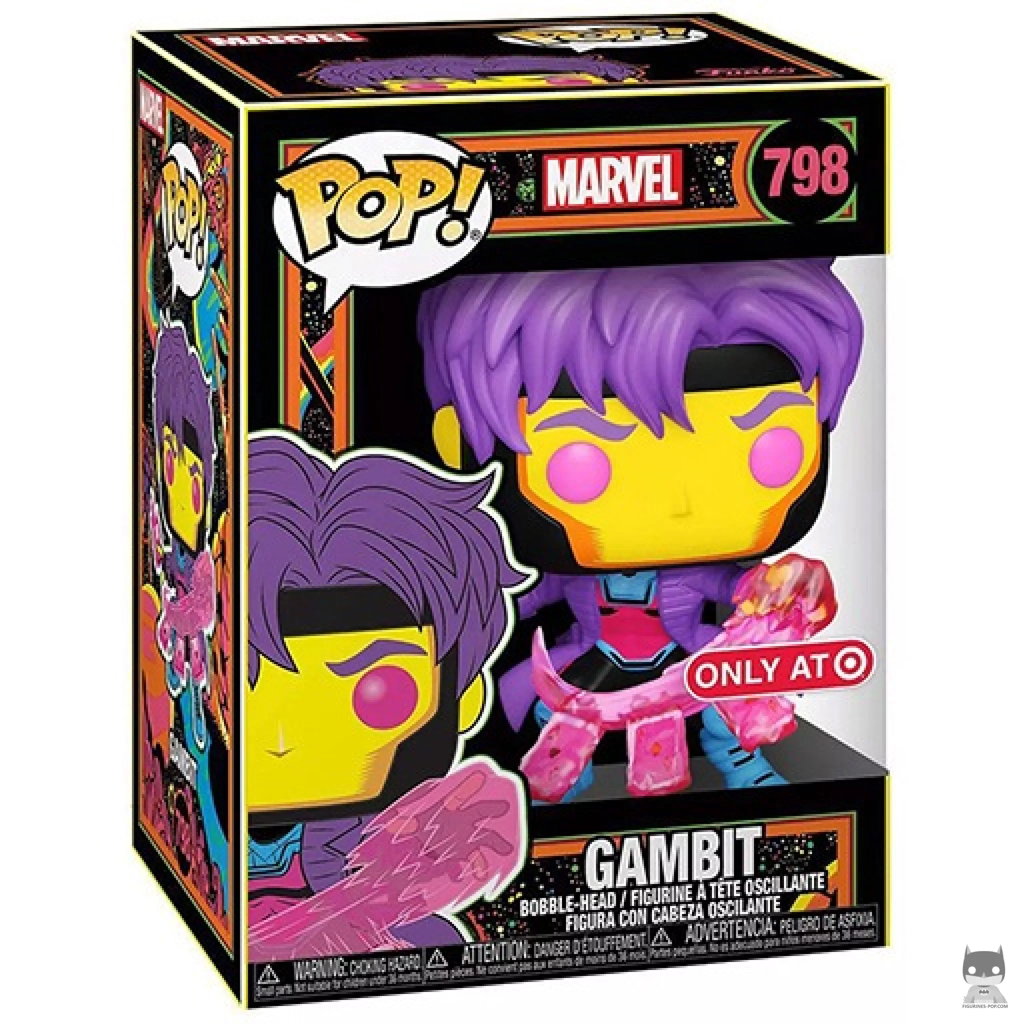 Figura Funko Pop! Gambit (Luz negra) en su caja