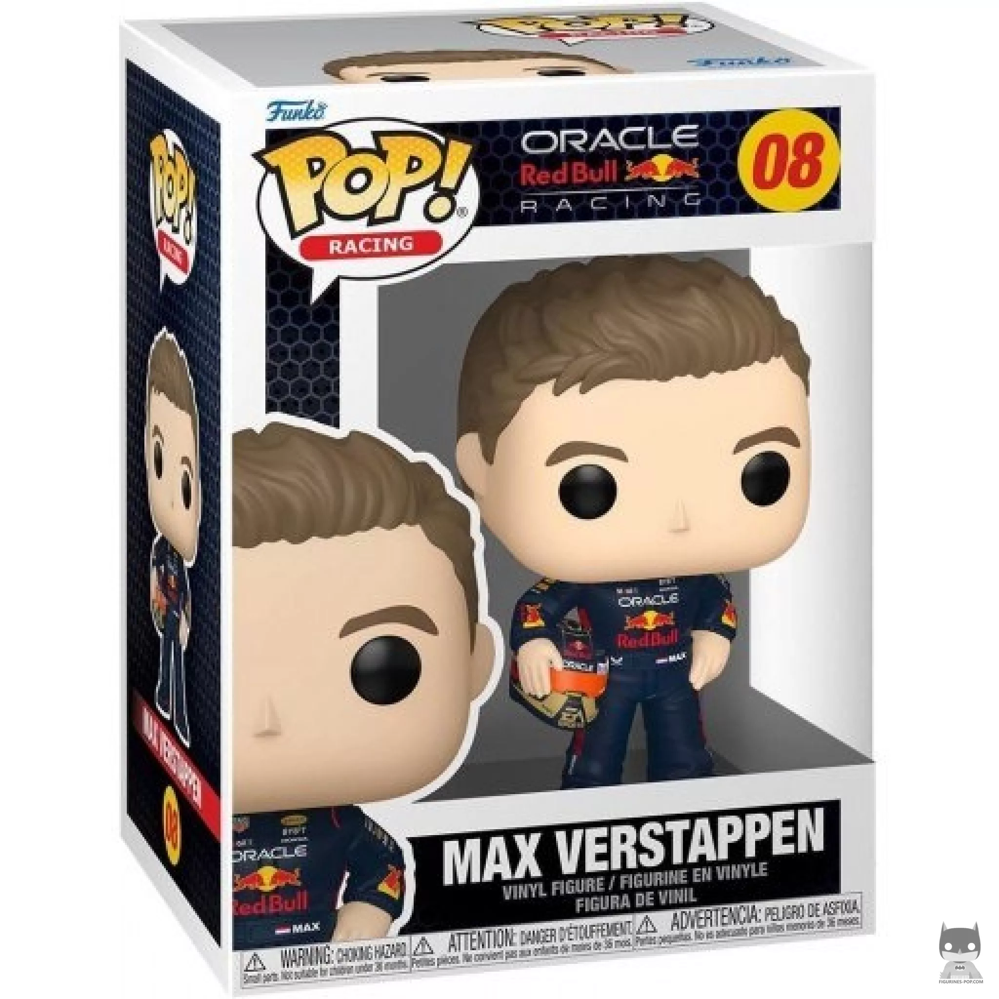 Figura Funko Pop! Max Verstappen con casco (Oracle Red Bull Racing) en su caja