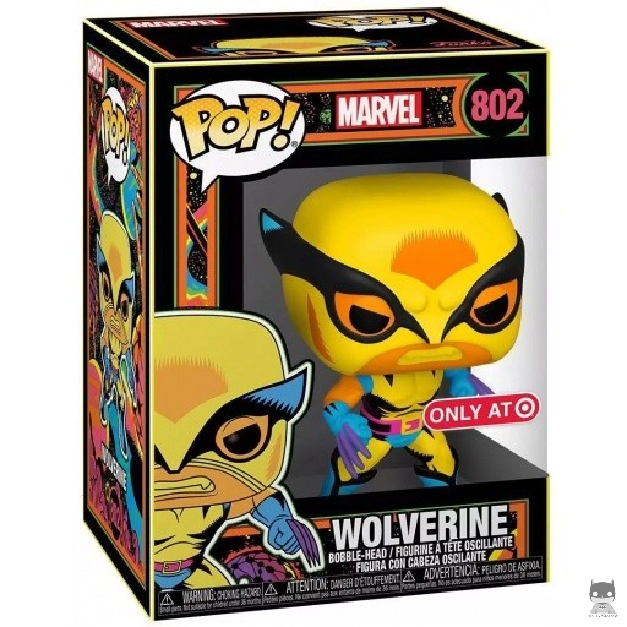 Figura Funko Pop! Lobezno (Luz negra) en su caja