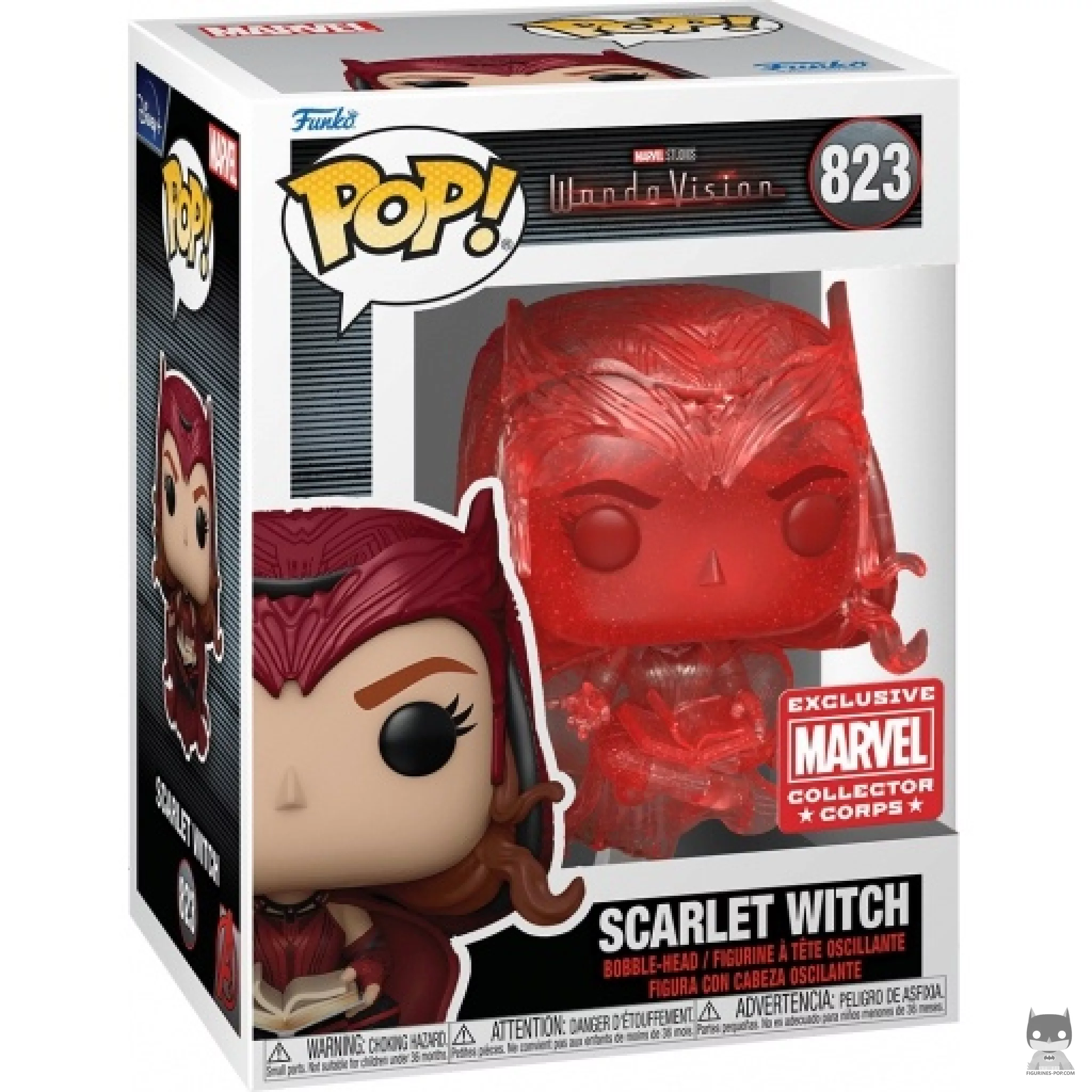 Figura Funko Pop! Bruja Escarlata (Translúcido & Purpurina) en su caja