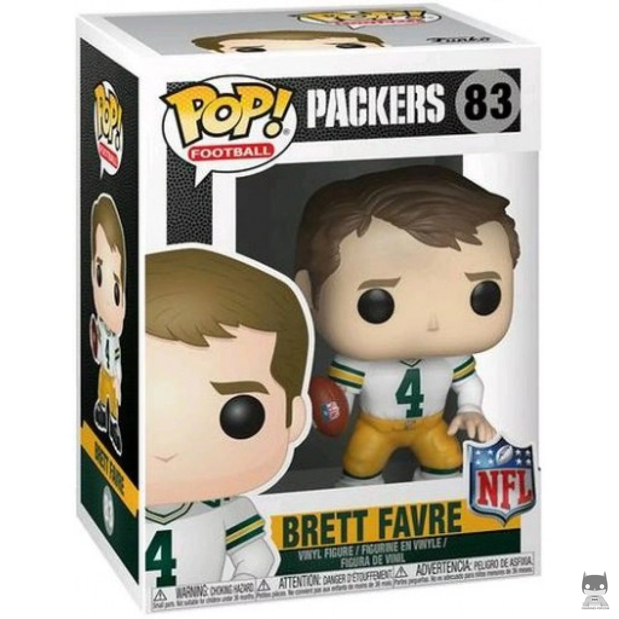 Figura Funko Pop! Brett Favre (Camiseta visitante) en su caja