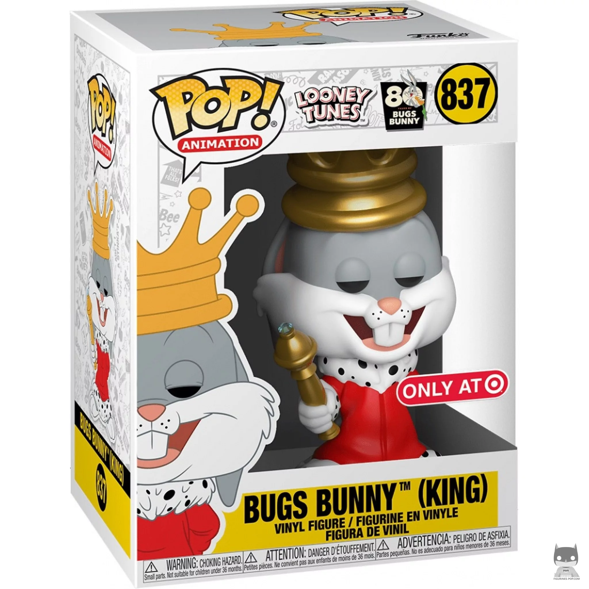 Figura Funko Pop! Bugs Bunny rey (Metalizado) en su caja