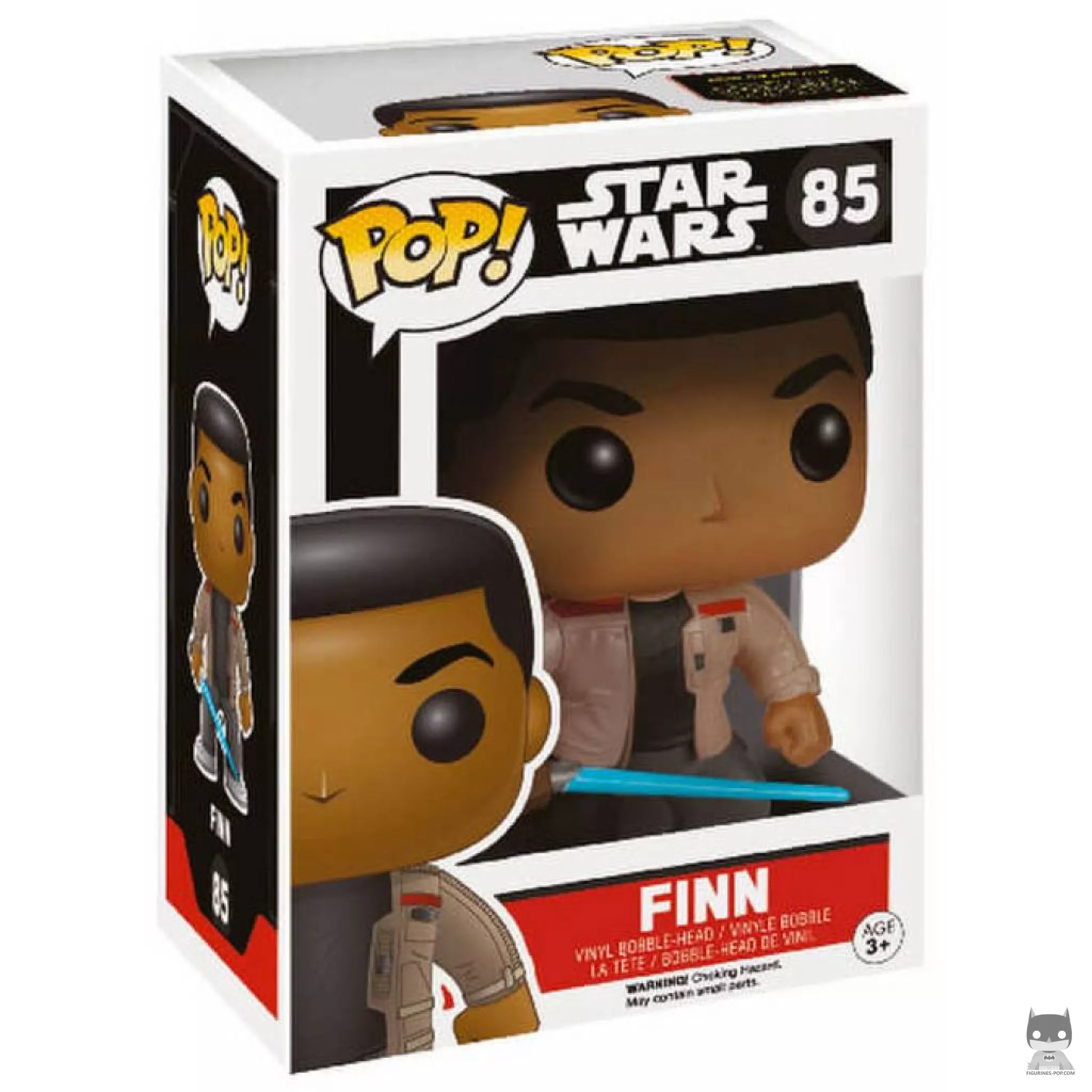 Figura Funko Pop! Finn con sable de luz en su caja