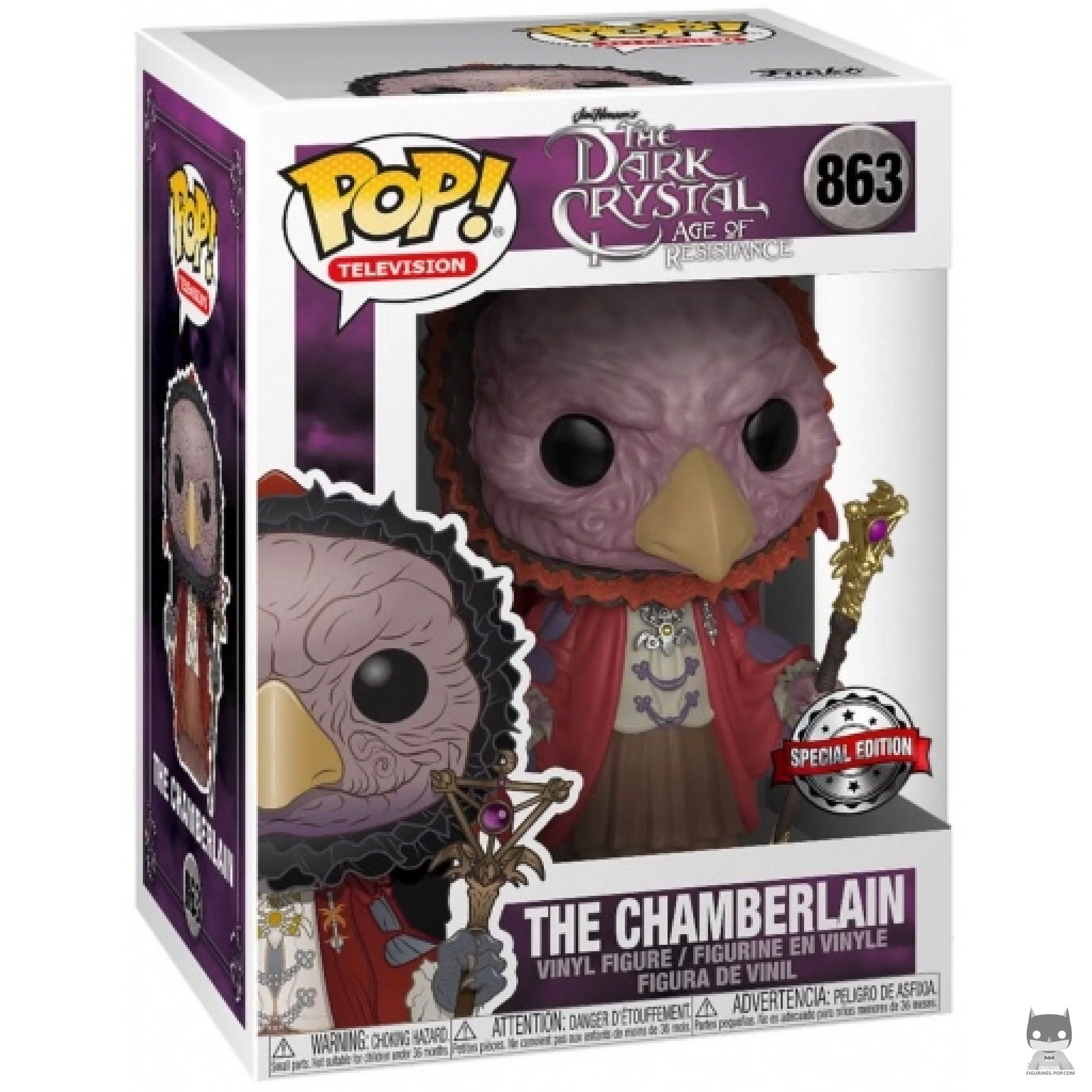 Figura Funko Pop! El Chambelán Skeksis en su caja
