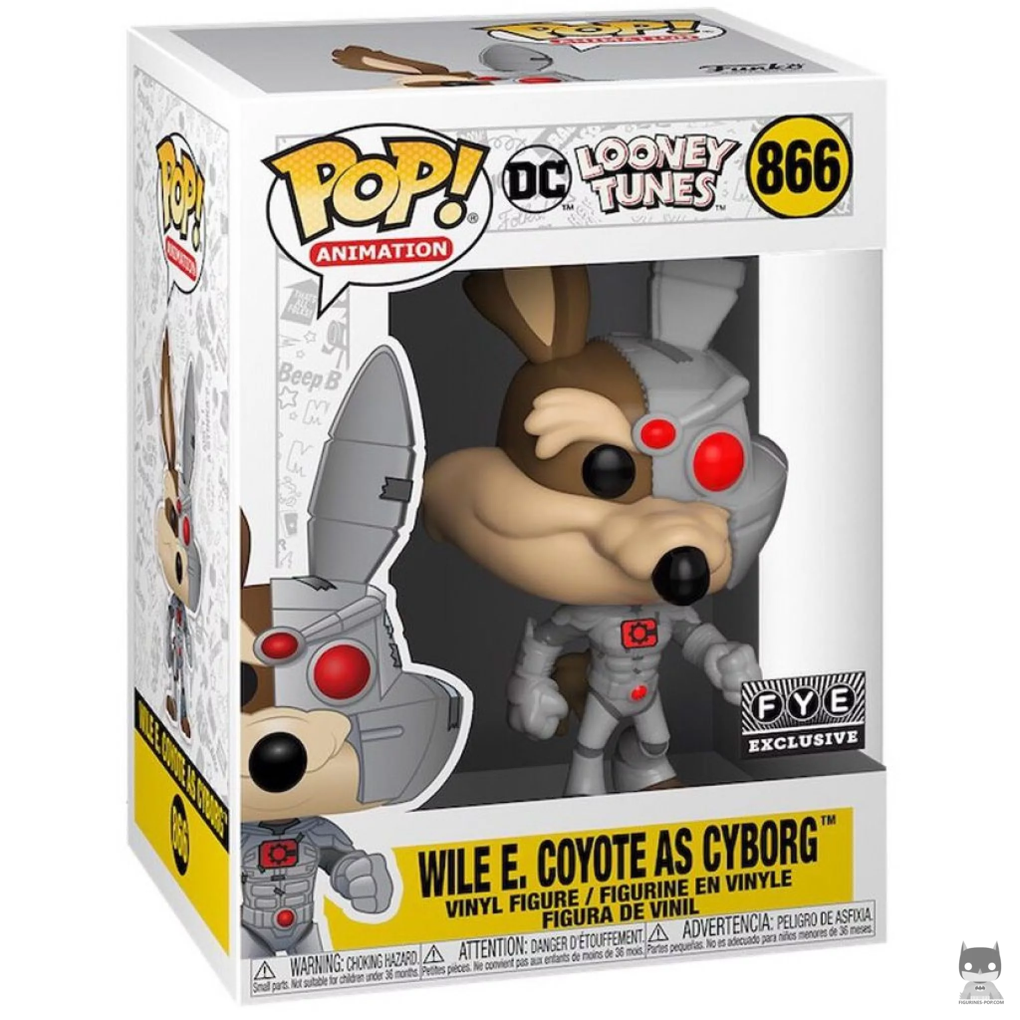 Figura Funko Pop! Wile E. Coyote como Cyborg en su caja