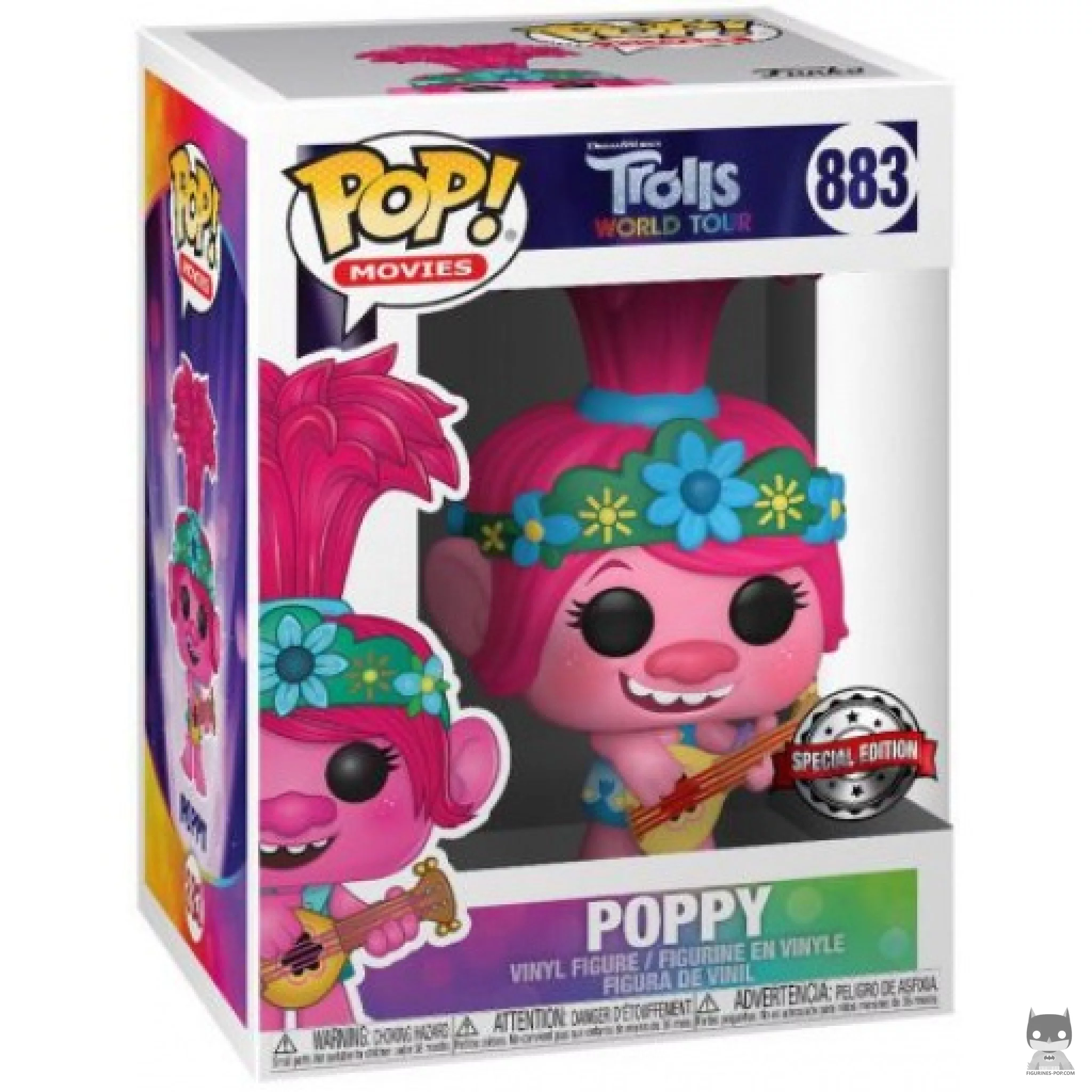 Figura Funko Pop! Reina Poppy con guitarra en su caja
