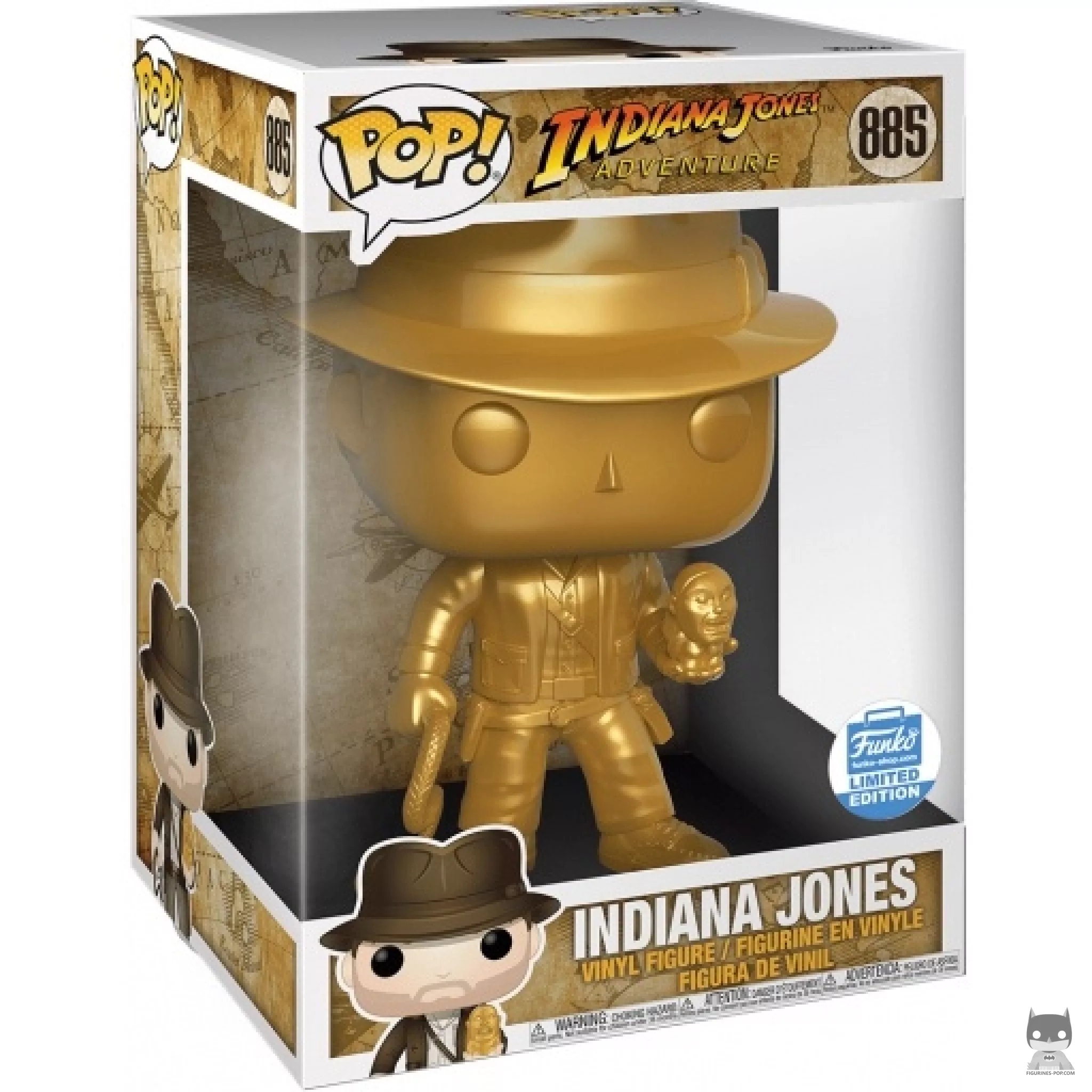 Figura Funko Pop! Indiana Jones (Dorado) (Supersized) en su caja
