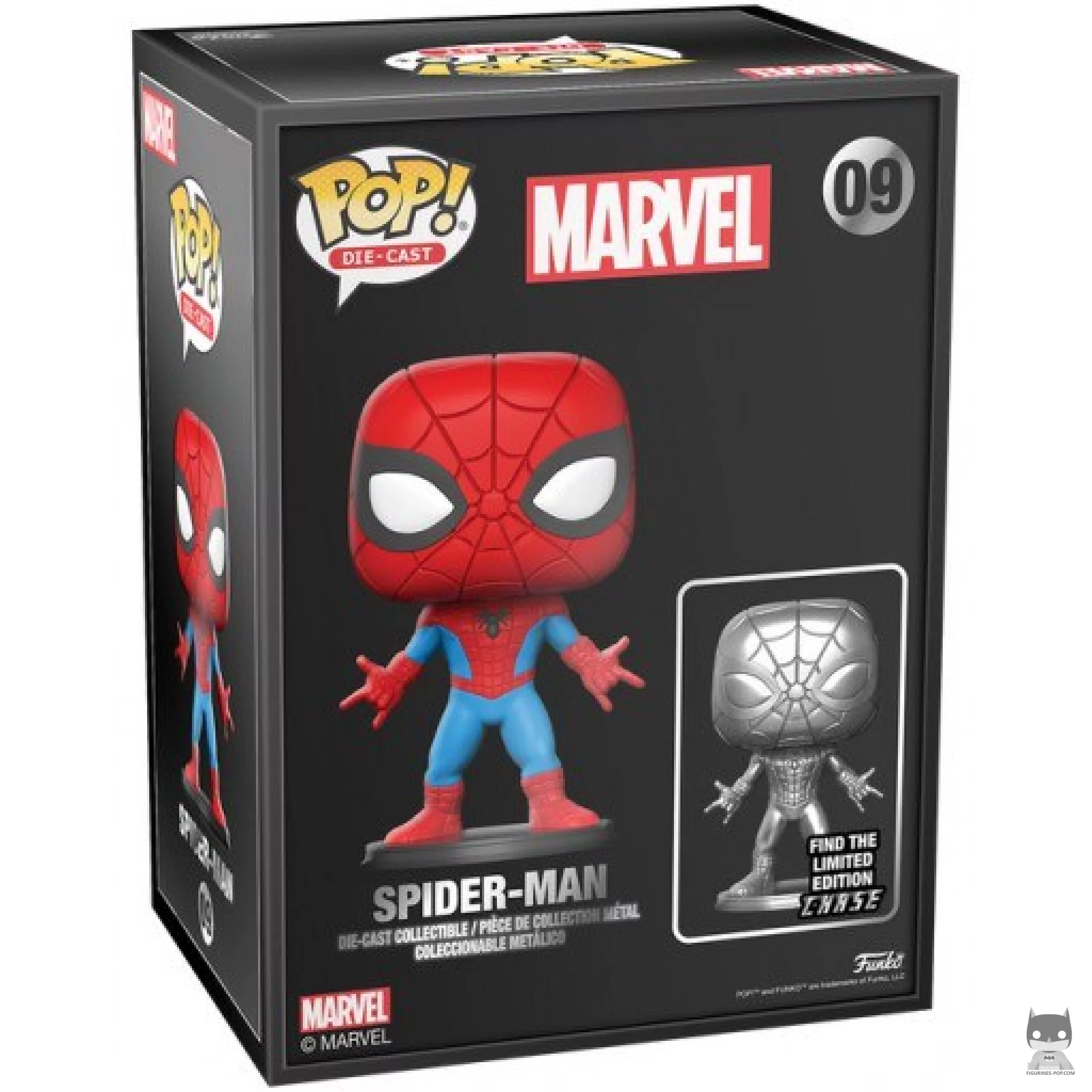 Figura Funko Pop! Spider-Man (Chase & Metalizado) en su caja