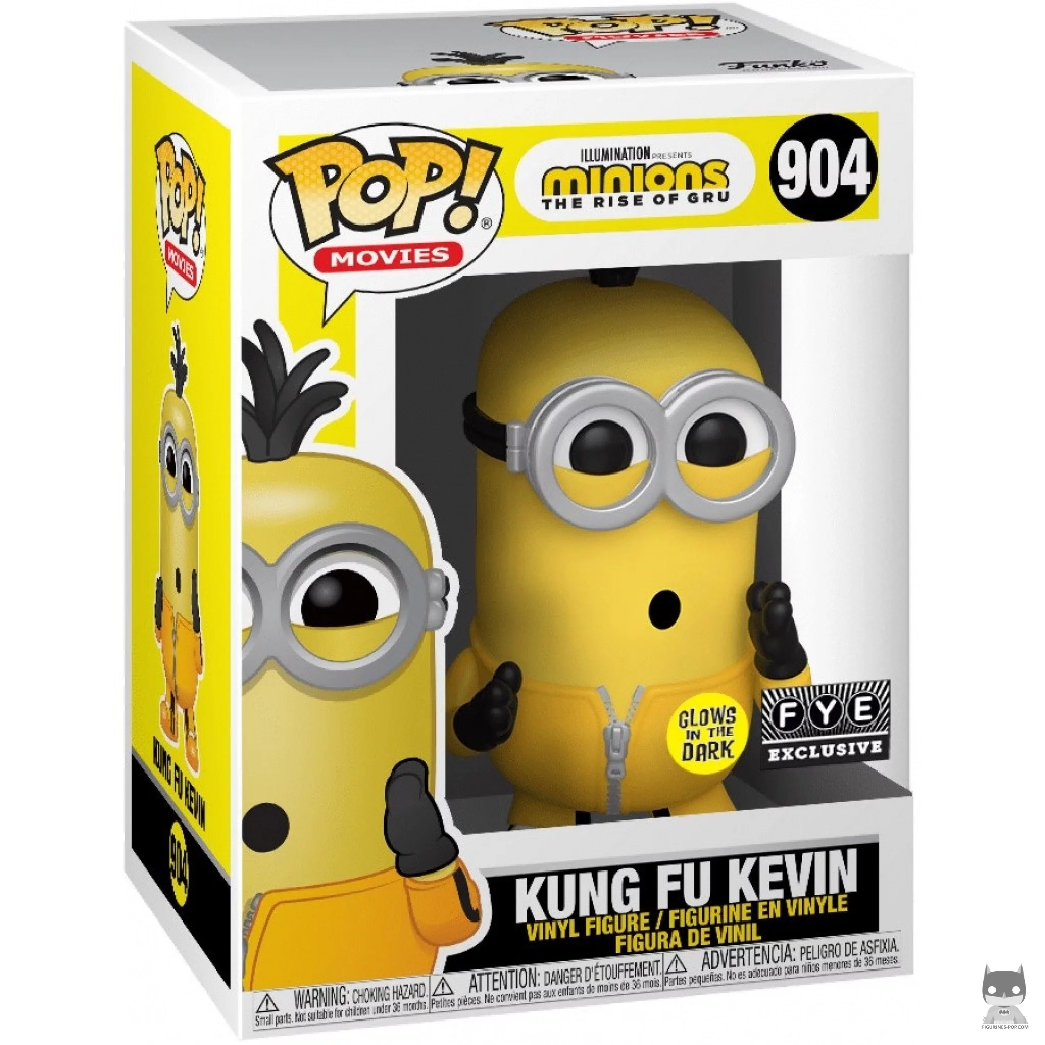 Figura Funko Pop! Kevin kung-fu (Brilla en la oscuridad) en su caja
