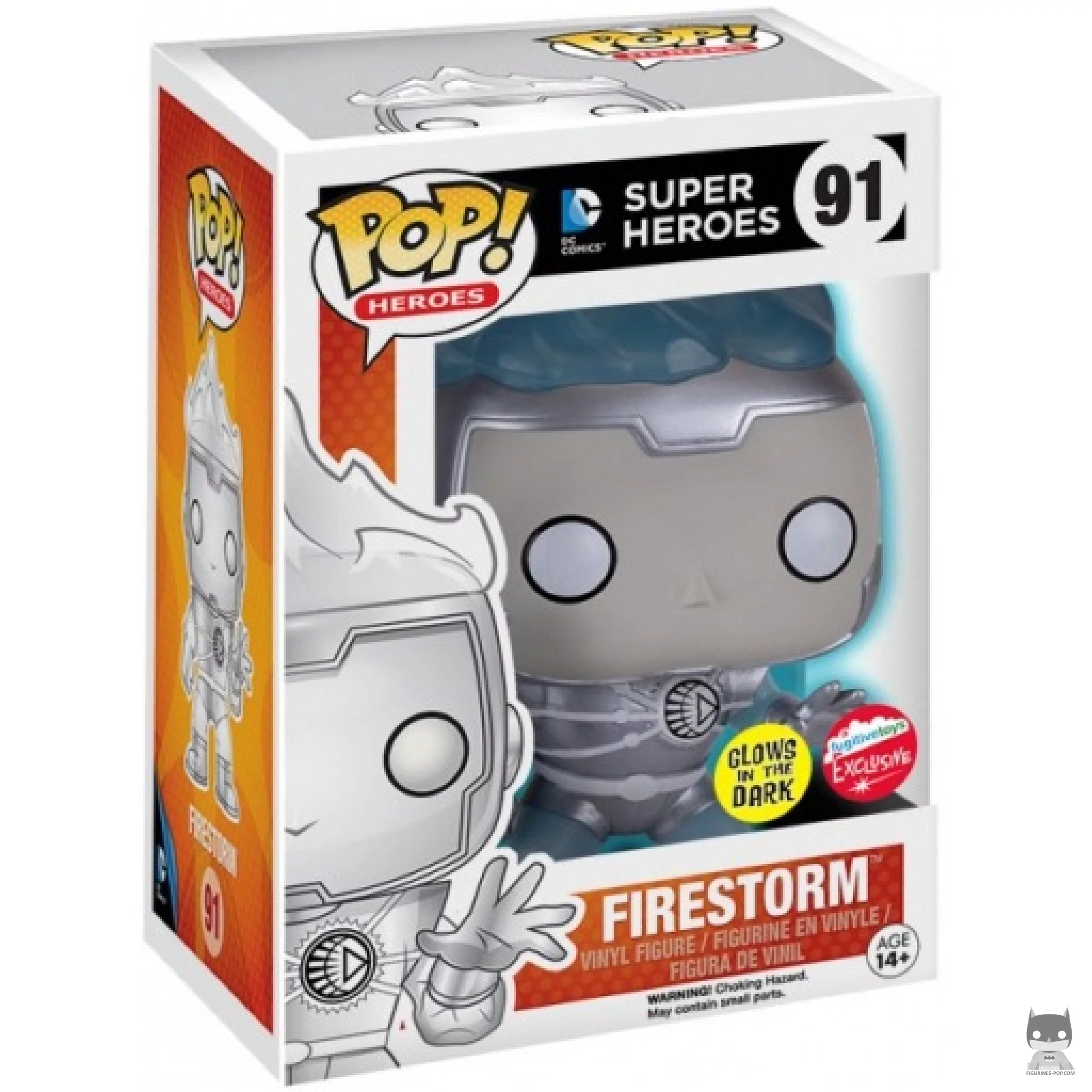 Figura Funko Pop! Firestorm Linterna Blanca (Brilla en la oscuridad) en su caja