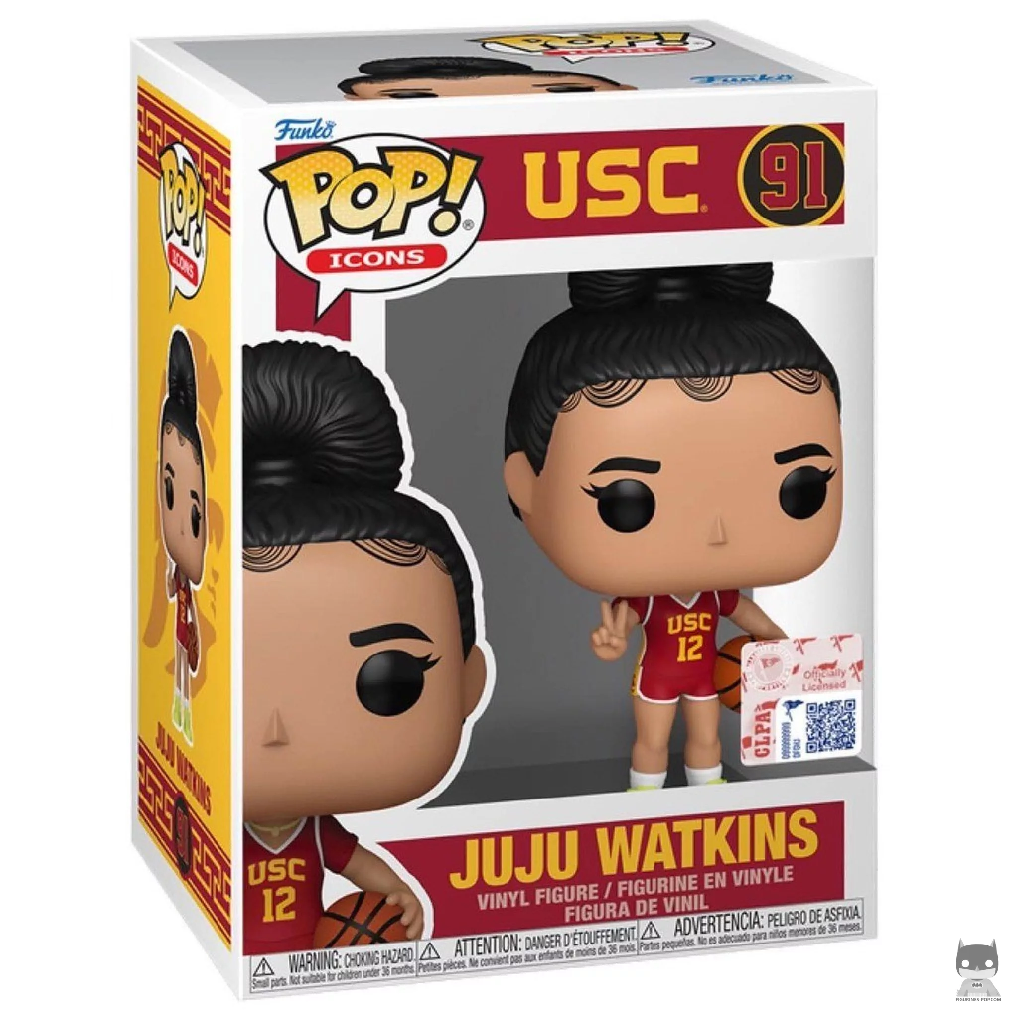Figura Funko Pop! JuJu Watkins (Camiseta cardenal) en su caja