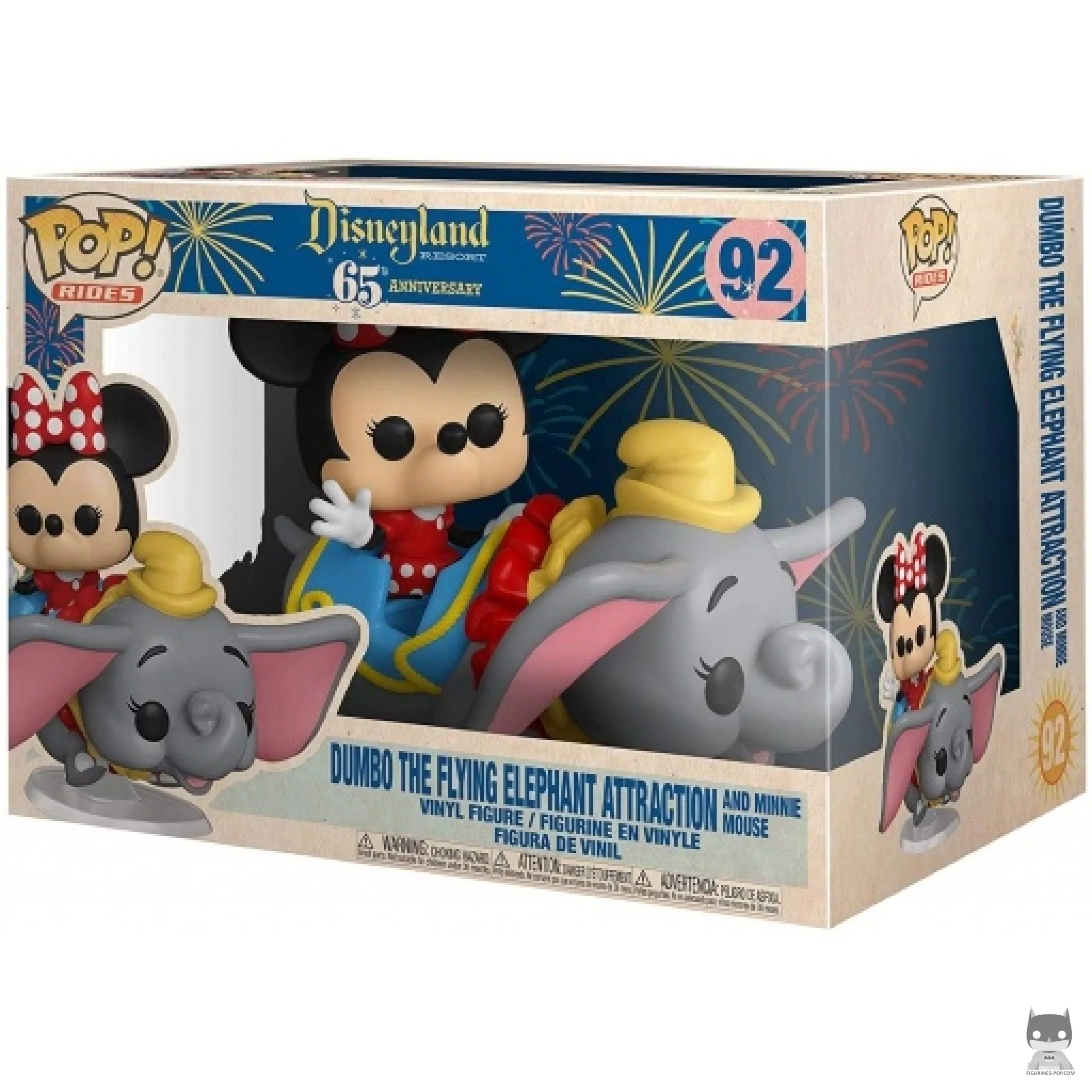 Figura Funko Pop! Atracción Dumbo the Flying Elephant & Minnie Mouse en su caja
