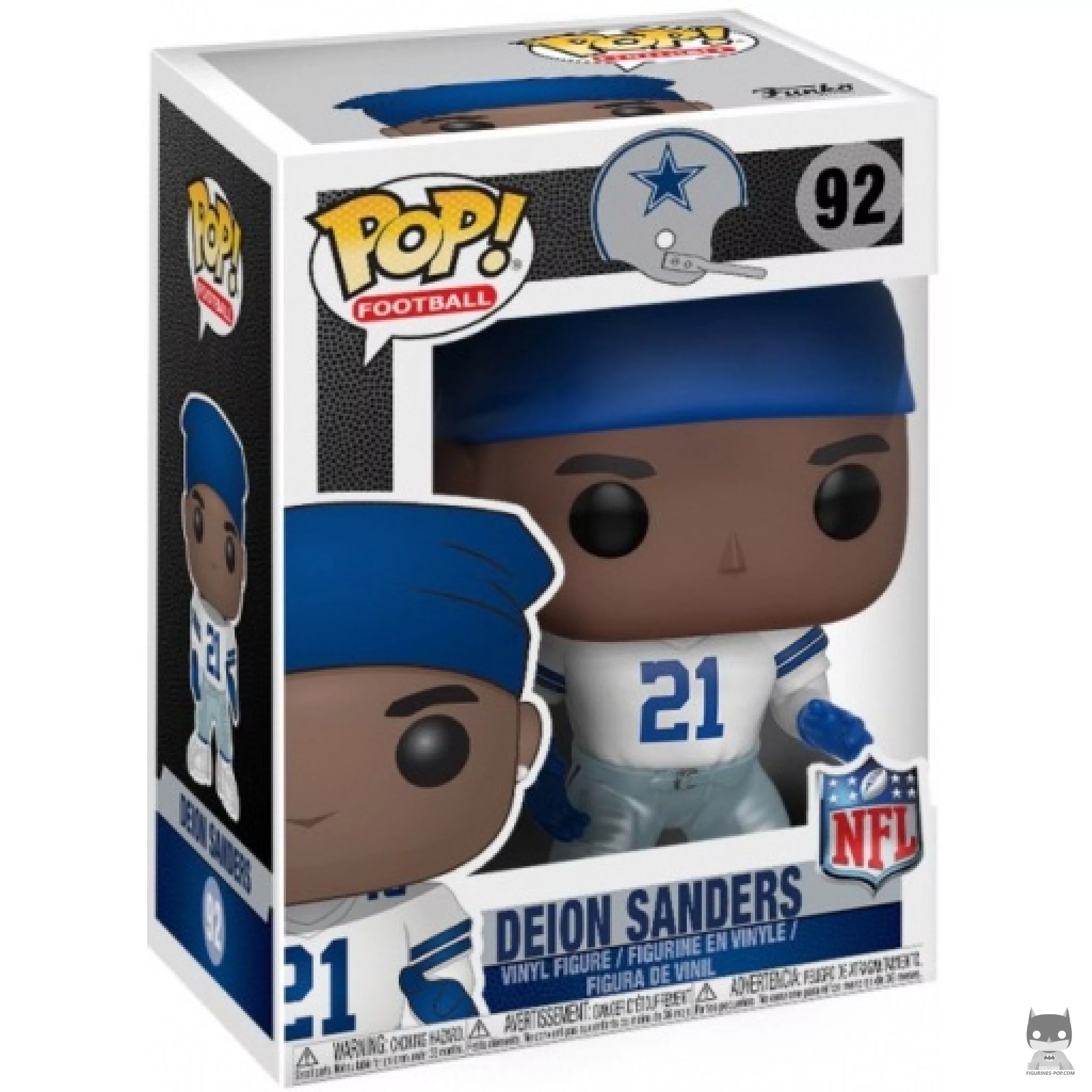 Figura Funko Pop! Deion Sanders (Cowboys local) en su caja