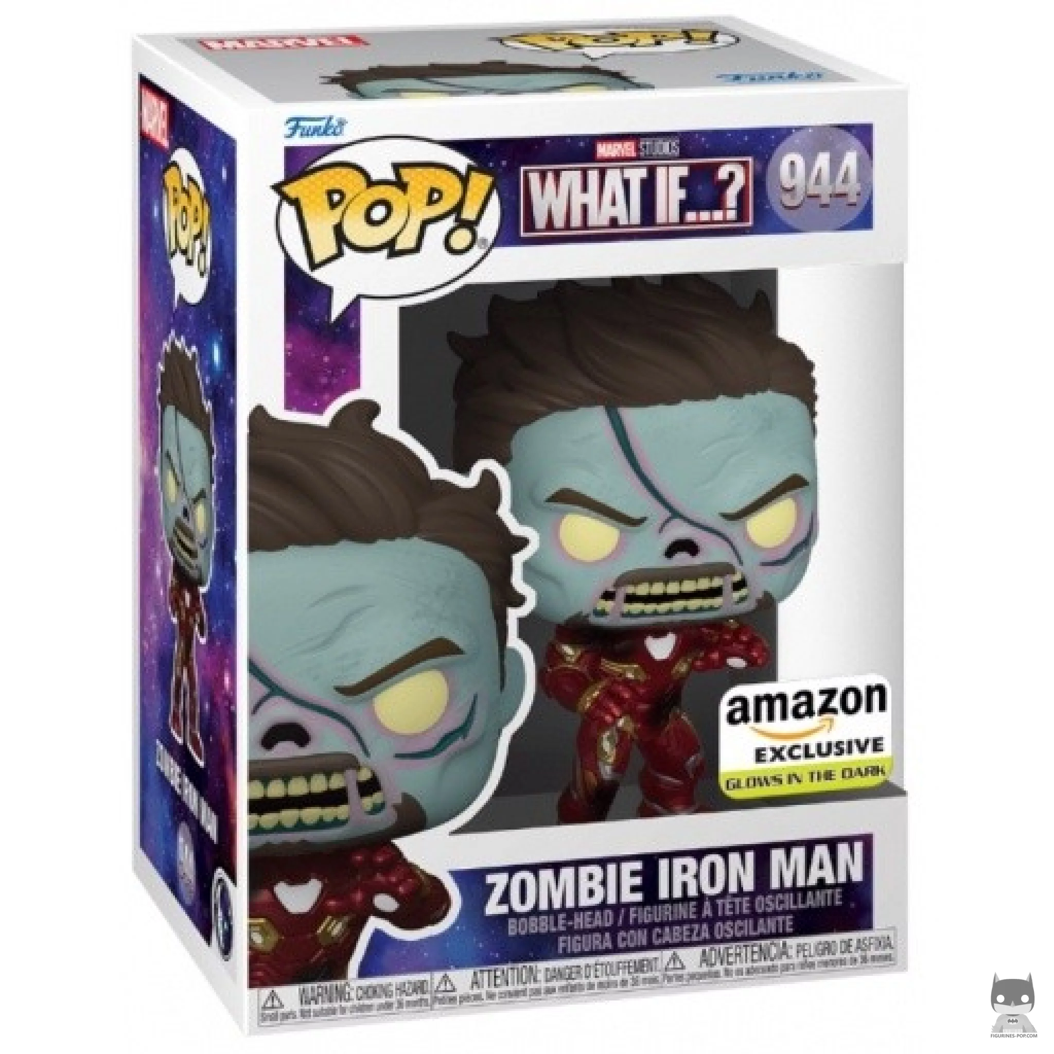 Figura Funko Pop! Iron Man zombi (Brilla en la oscuridad) en su caja