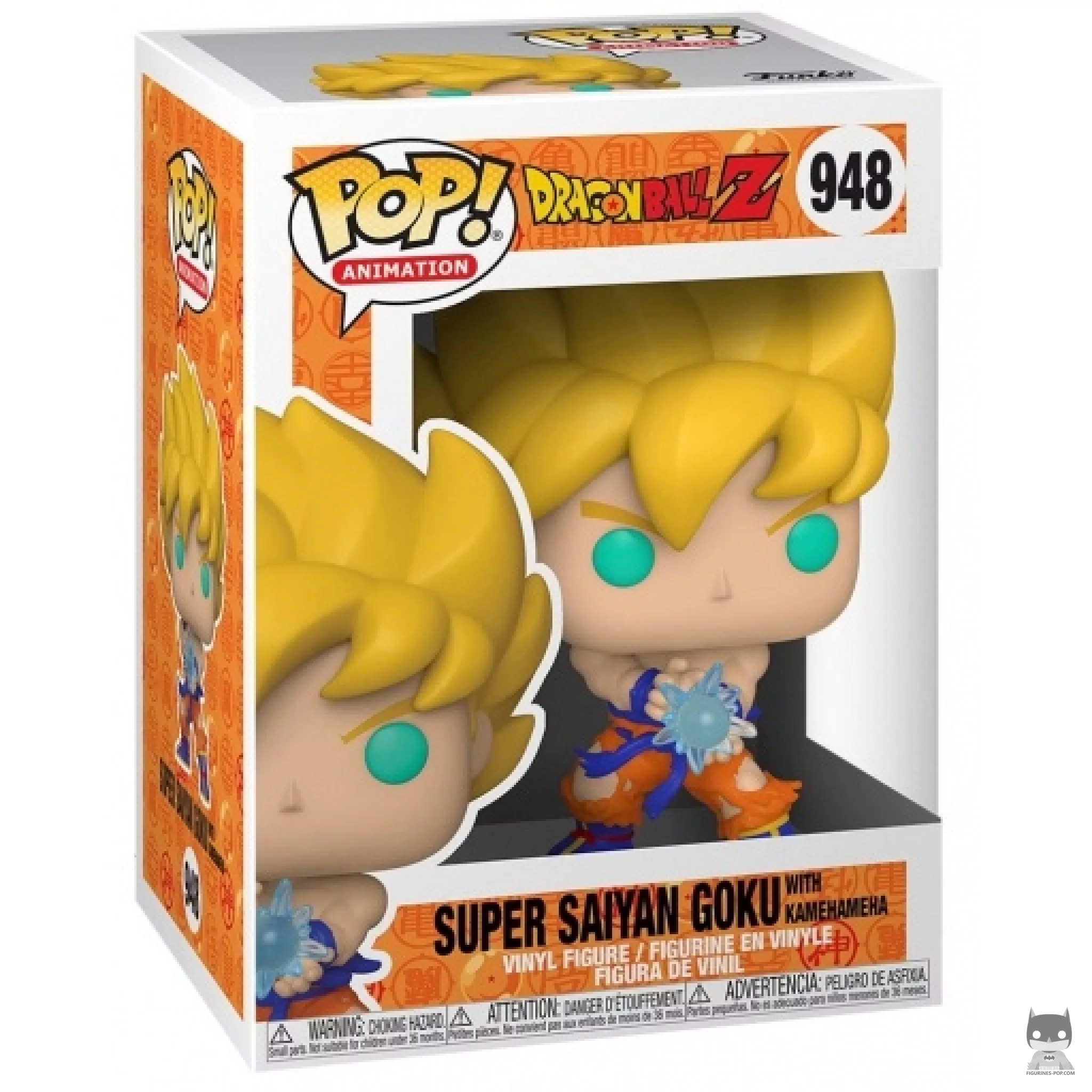 Figura Funko Pop! Goku Super Saiyan con Kame Hame Ha en su caja