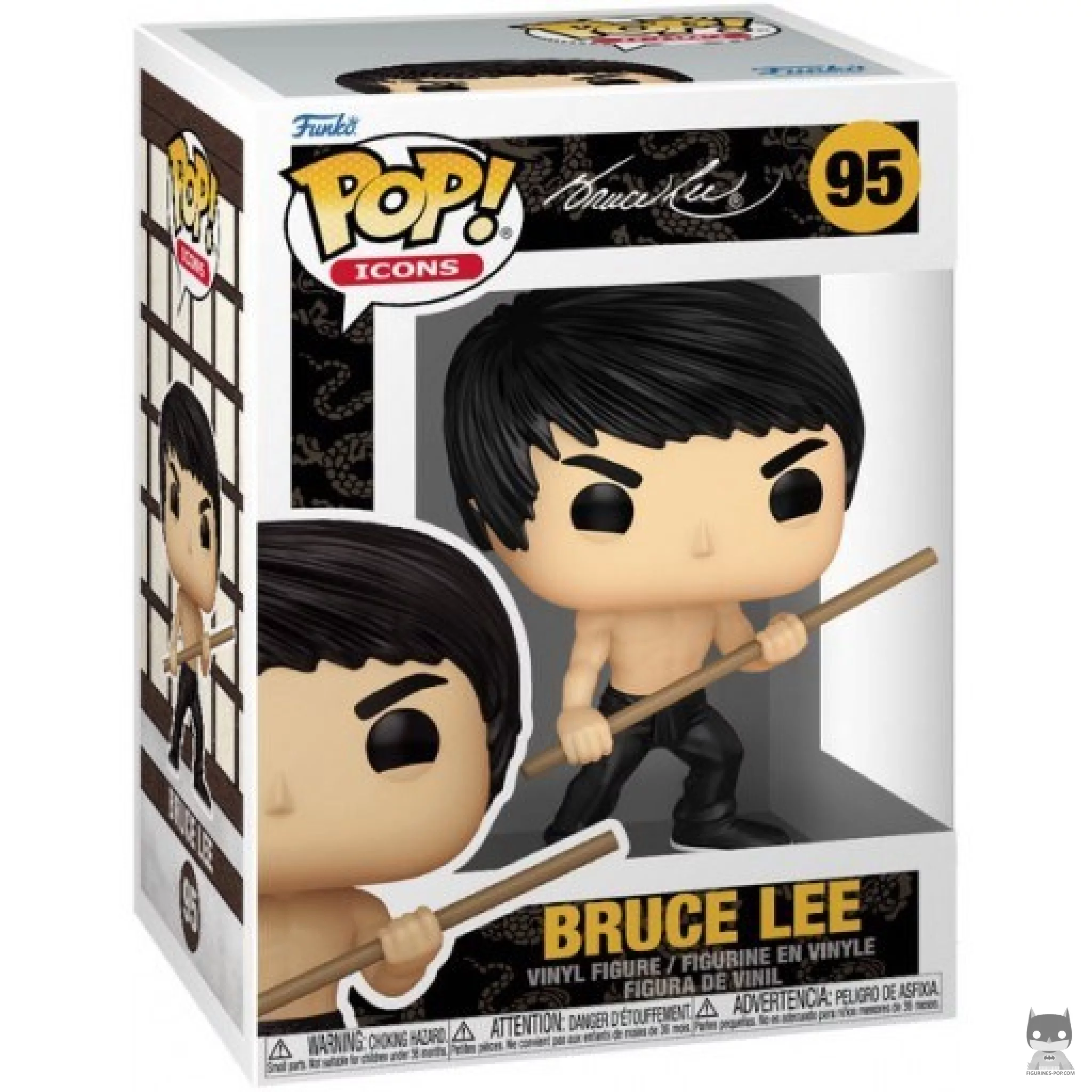 Figura Funko Pop! Bruce Lee con bastón bo en su caja