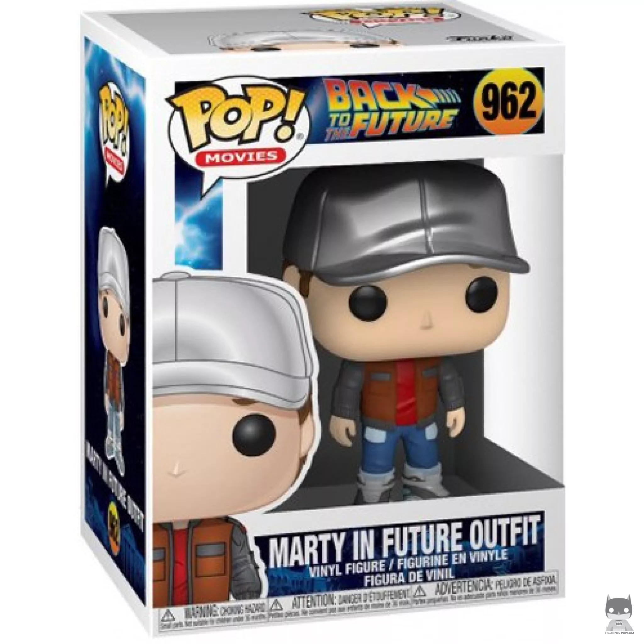 Figura Funko Pop! Marty con atuendo del futuro en su caja