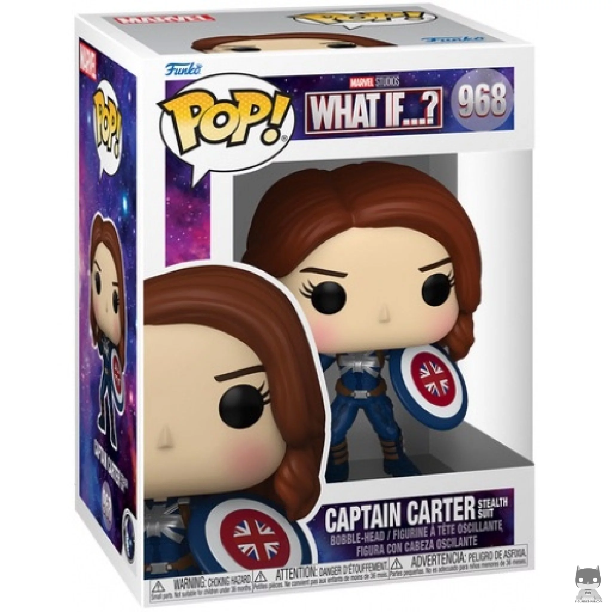 Figura Funko Pop! Capitana Carter con traje sigiloso en su caja