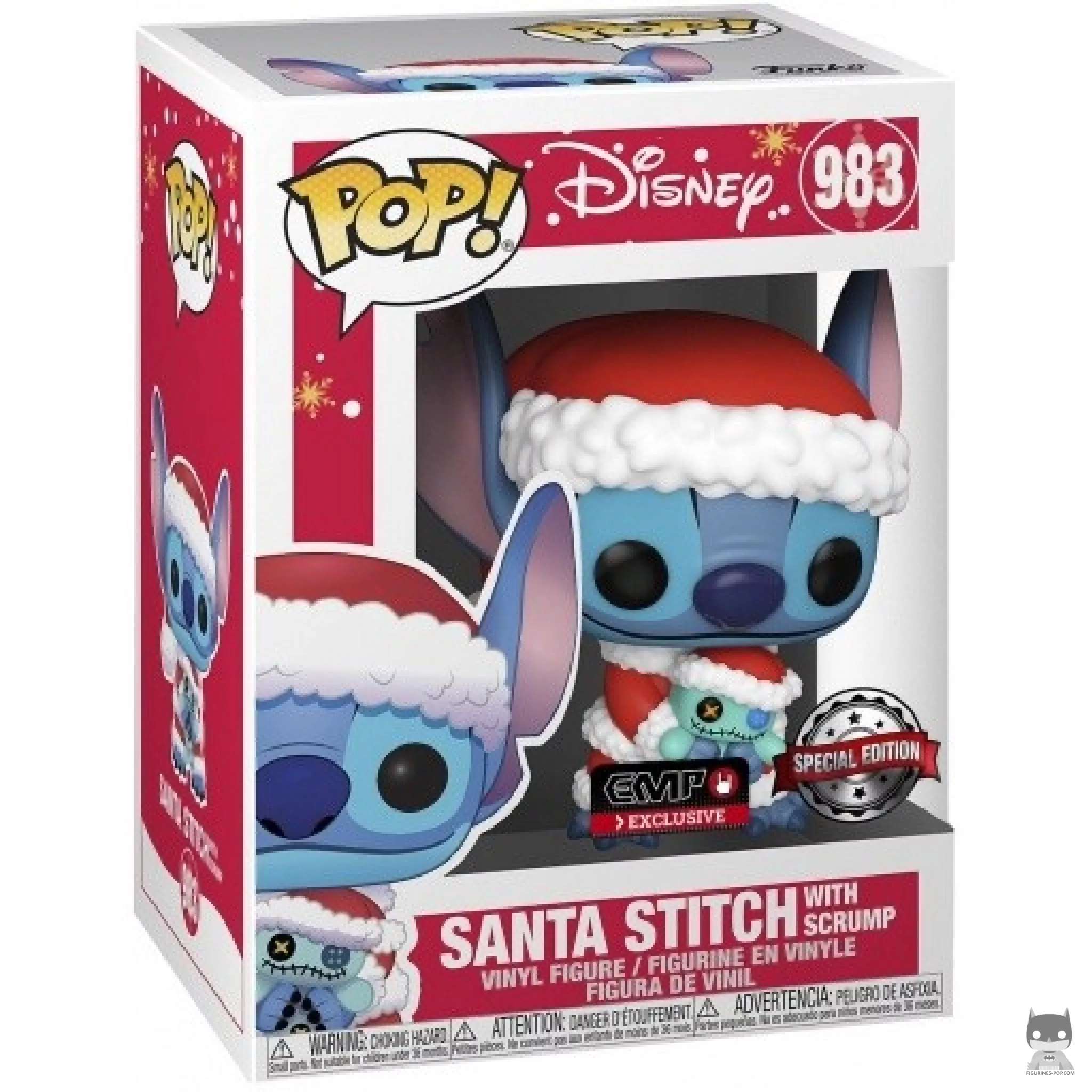Figura Funko Pop! Stitch Papá Noel con Scrump en su caja