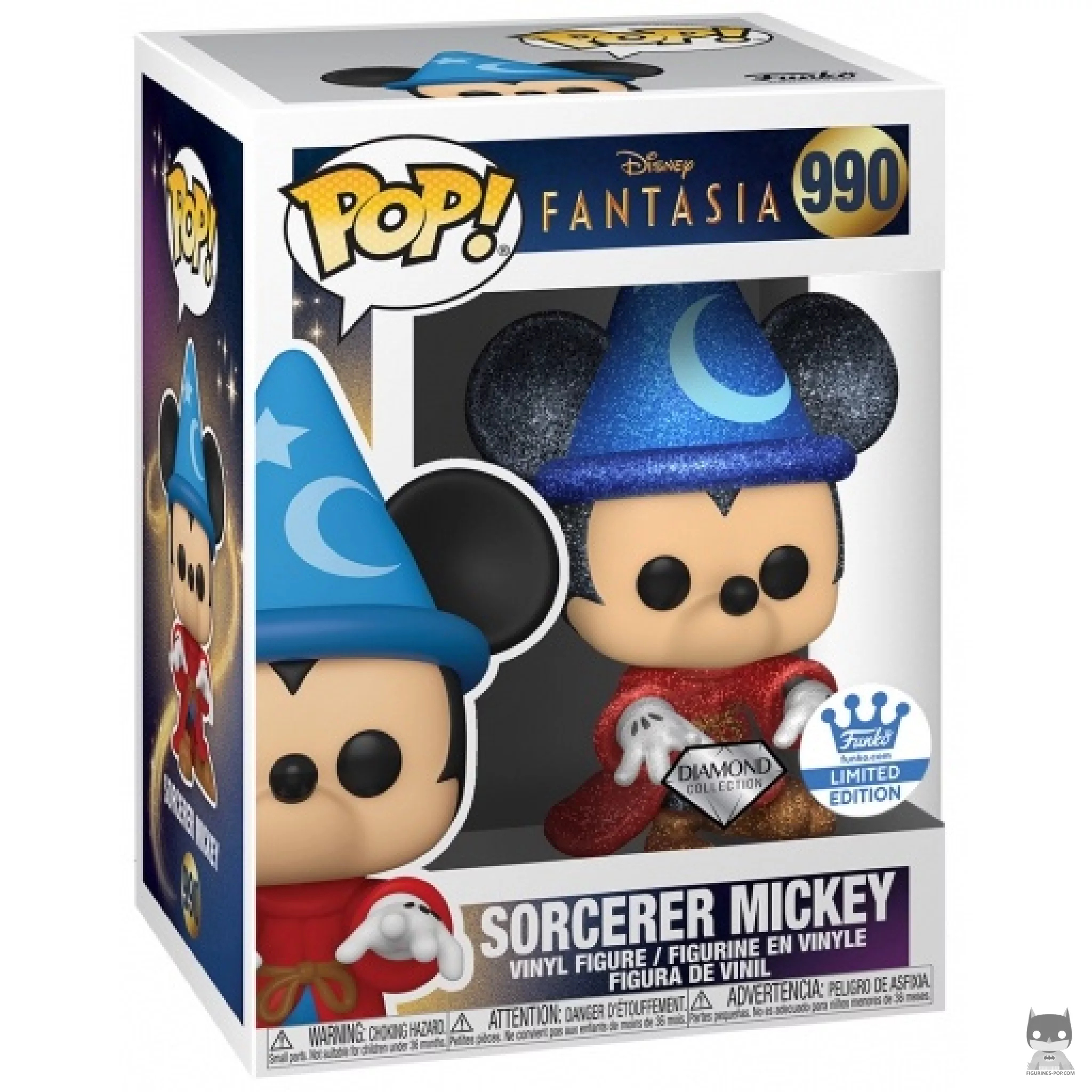 Figura Funko Pop! Mickey aprendiz de brujo (Purpurina diamante) en su caja
