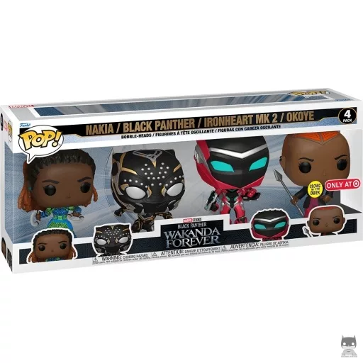 Figura Funko Pop! Nakia, Black Panther, Ironheart MK2 & Okoye (Brilla en la oscuridad) (Target)