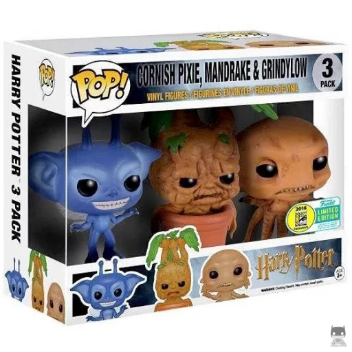 Figura Funko Pop! Duendecillo de Cornualles, mandrágora & grindylow (Harry Potter)