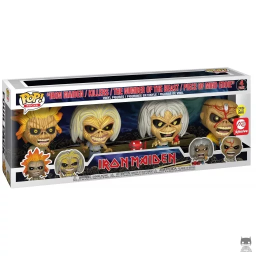 Figura Funko Pop! Eddie Iron Maiden, Killers, The Number of the Beast & Piece of Mind (Brilla en la oscuridad)