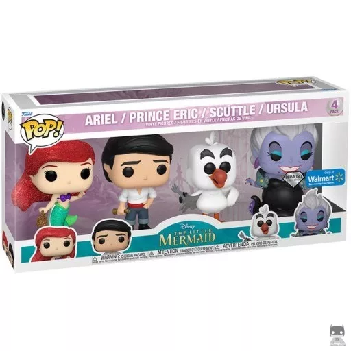 Figura Funko Pop! Ariel, Príncipe Eric, Scuttle & Úrsula (Purpurina diamante) (Purpurina)